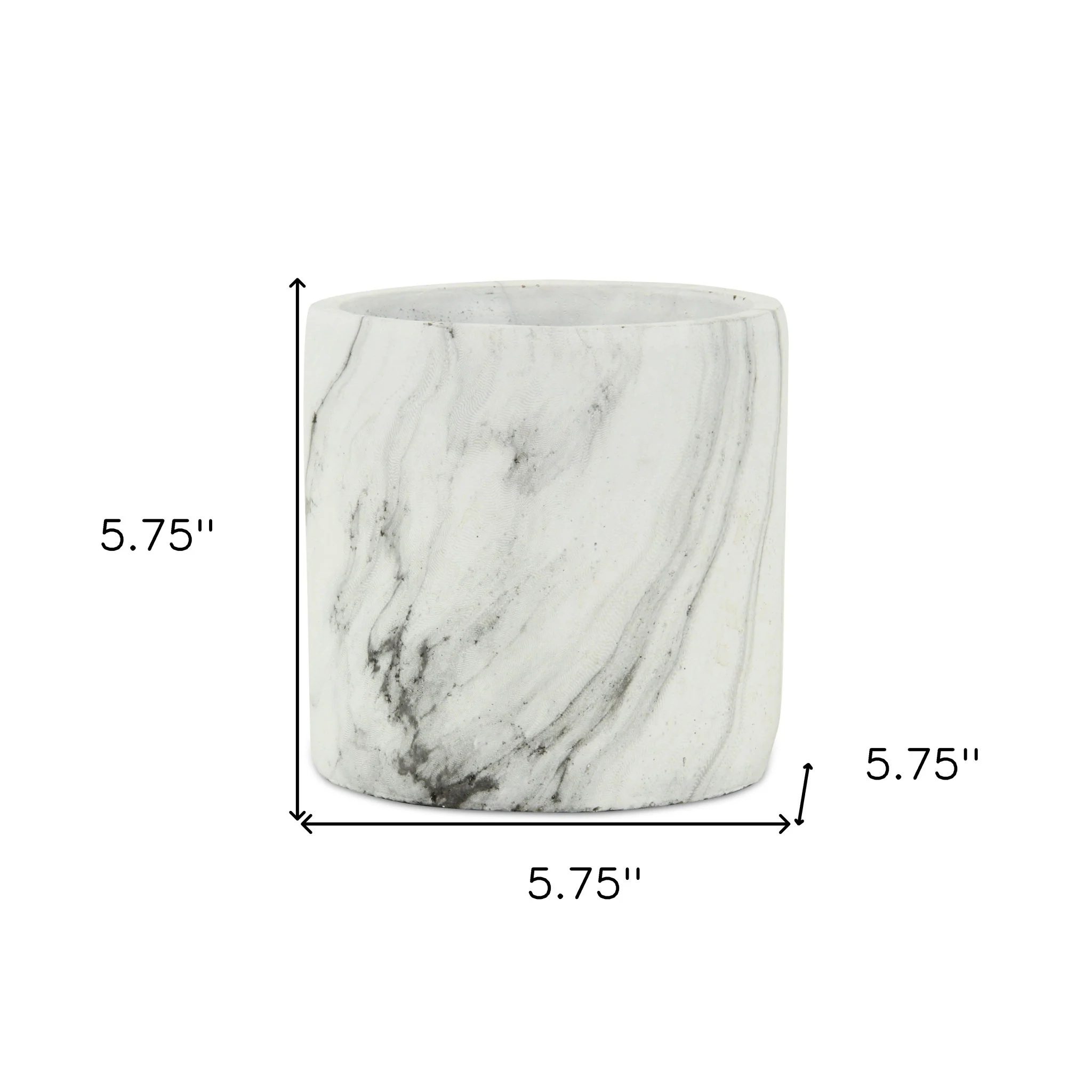 6" White and Gray Marbleized Ceramic Indoor Outdoor Round Pot Planter - Image 5