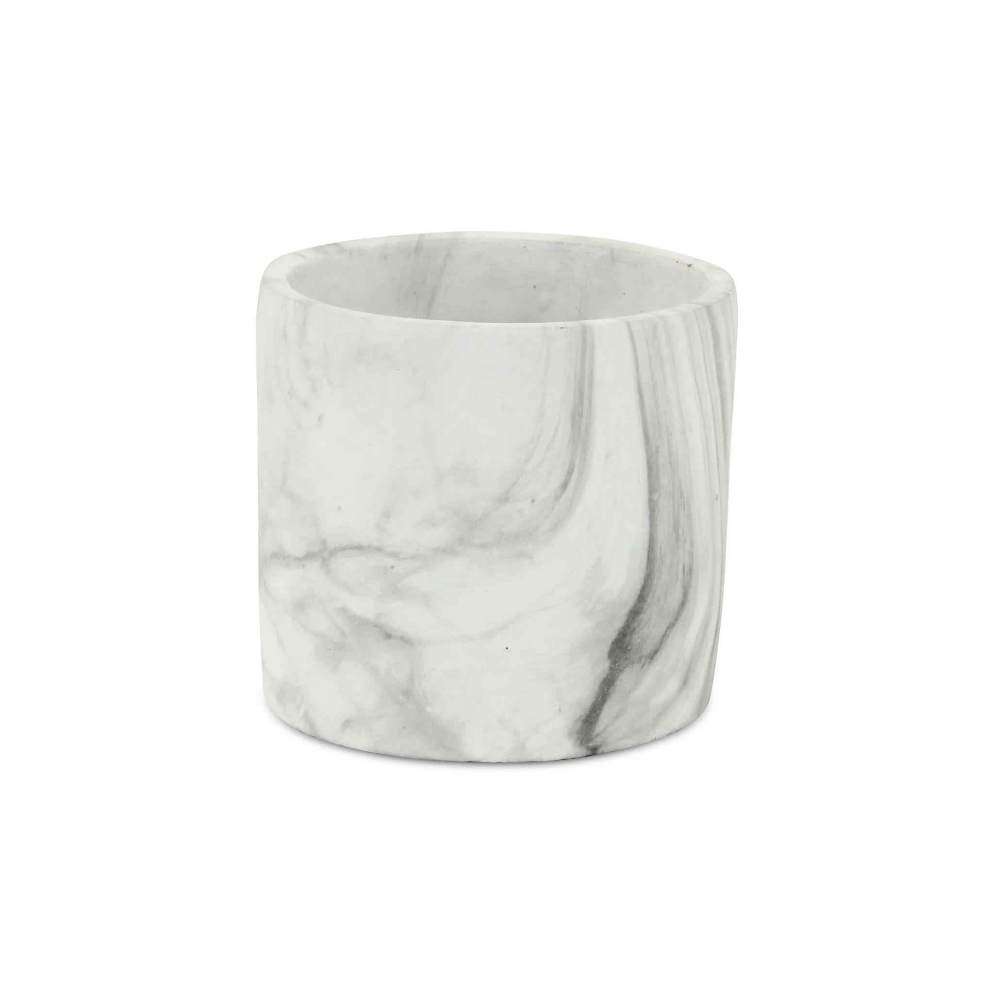 6" White and Gray Marbleized Ceramic Indoor Outdoor Round Pot Planter - Image 2