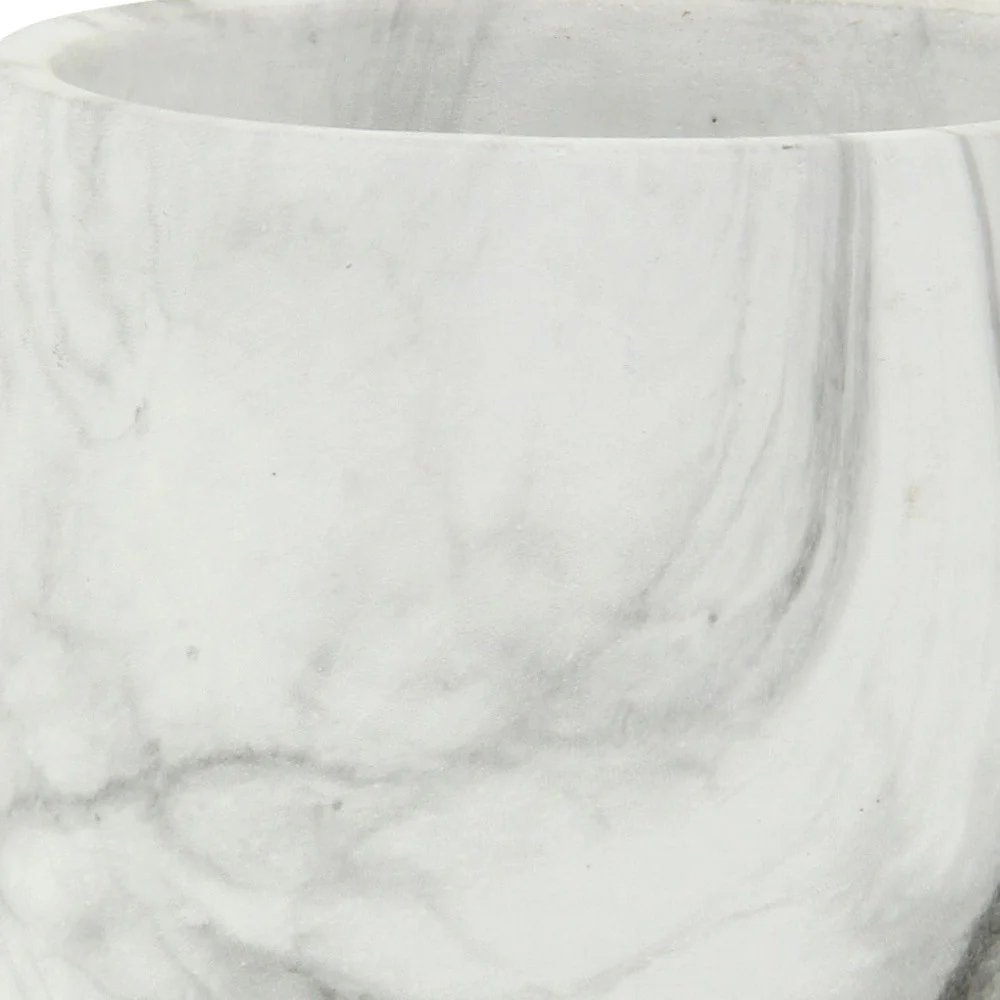 6" White and Gray Marbleized Ceramic Indoor Outdoor Round Pot Planter - Image 5
