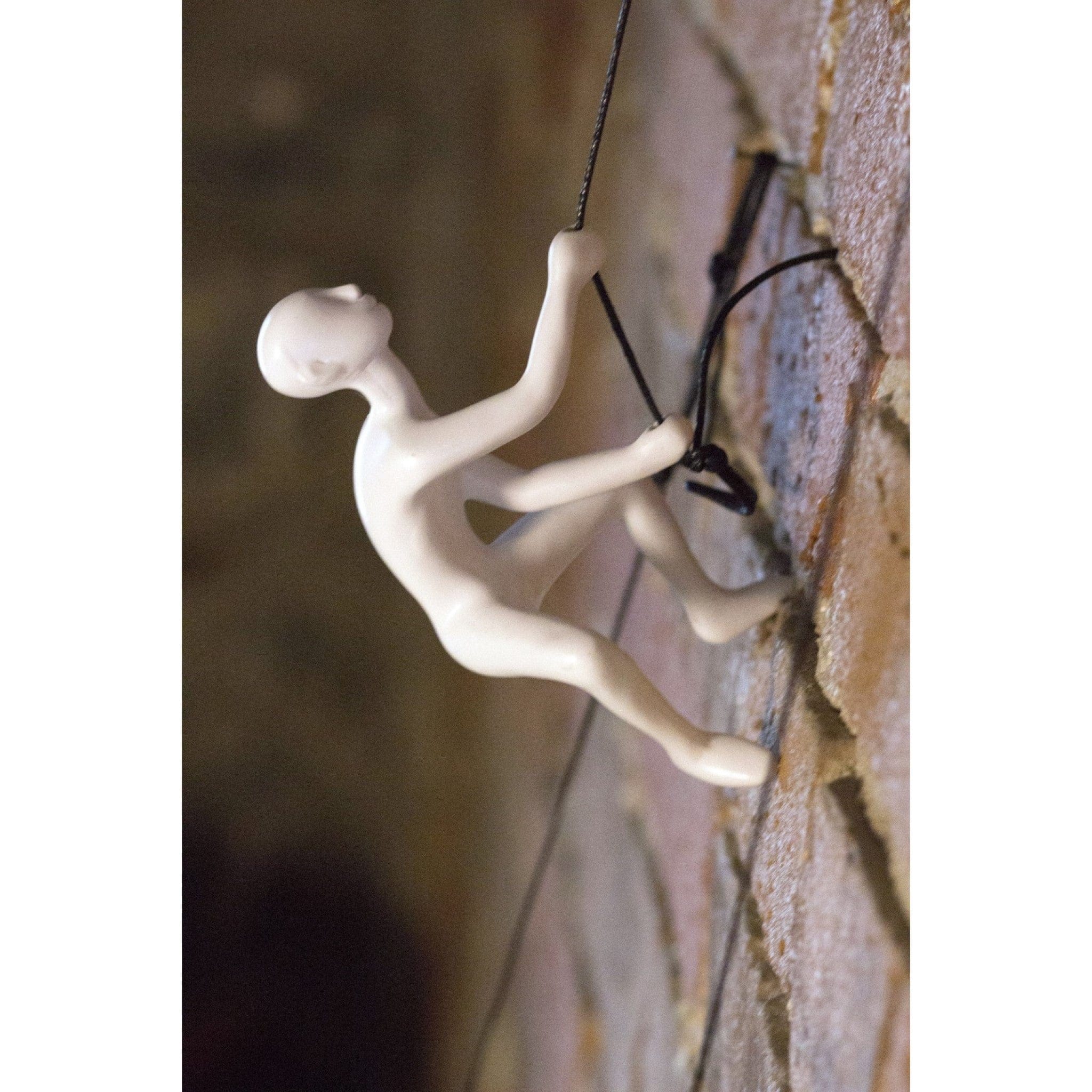 6" White Unique Resin Climbing Man With Rope Wall Art - Image 3