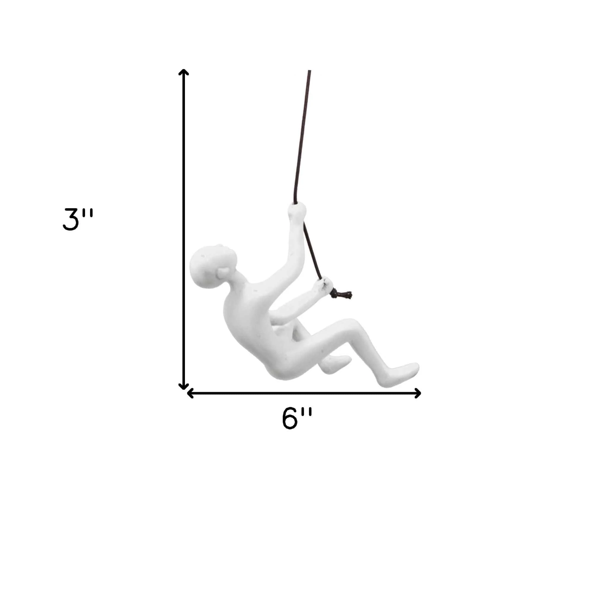 6" White Unique Resin Climbing Man With Rope Wall Art - Image 7