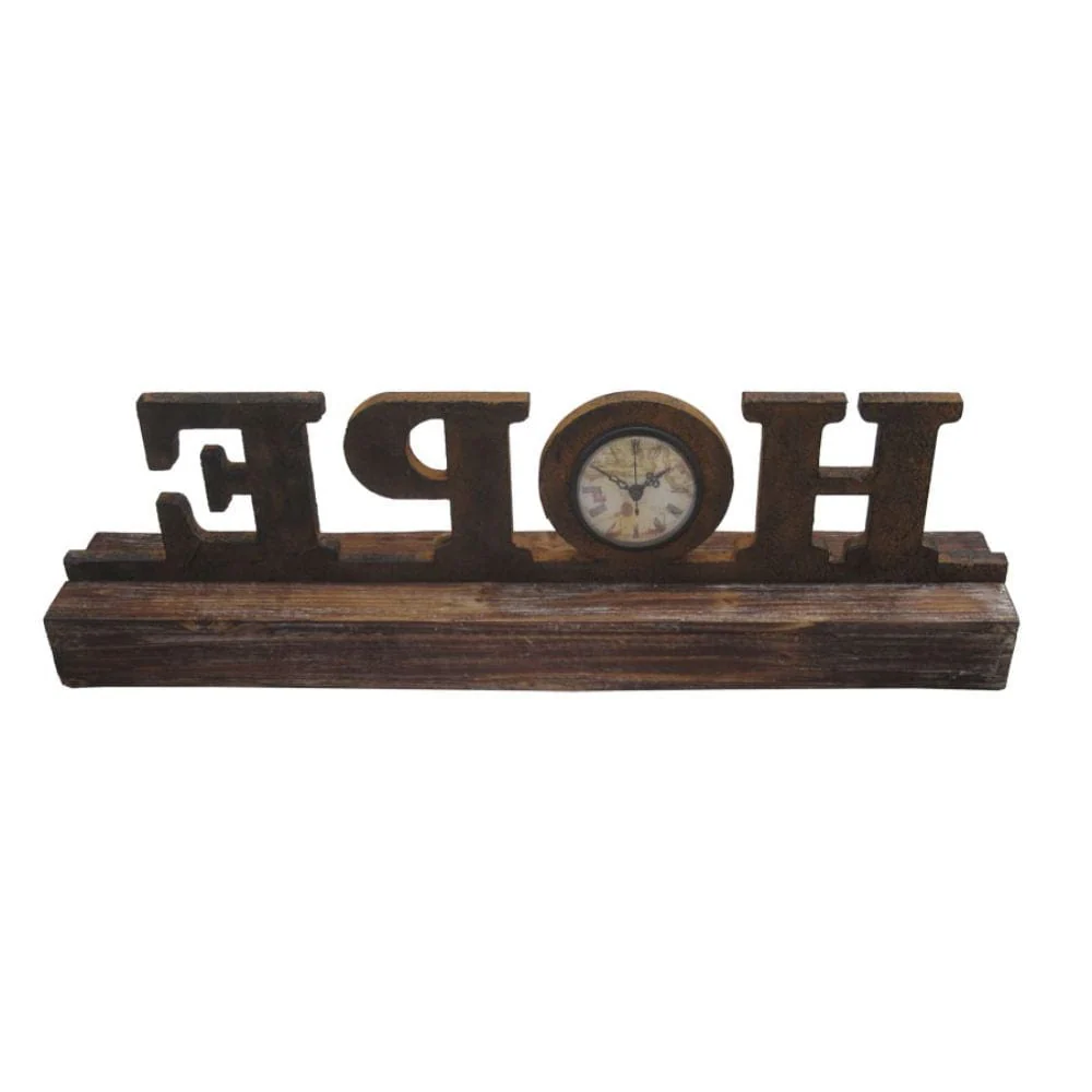 6" X 23" X 3" Brown Wood Decor  Clock - Image 3