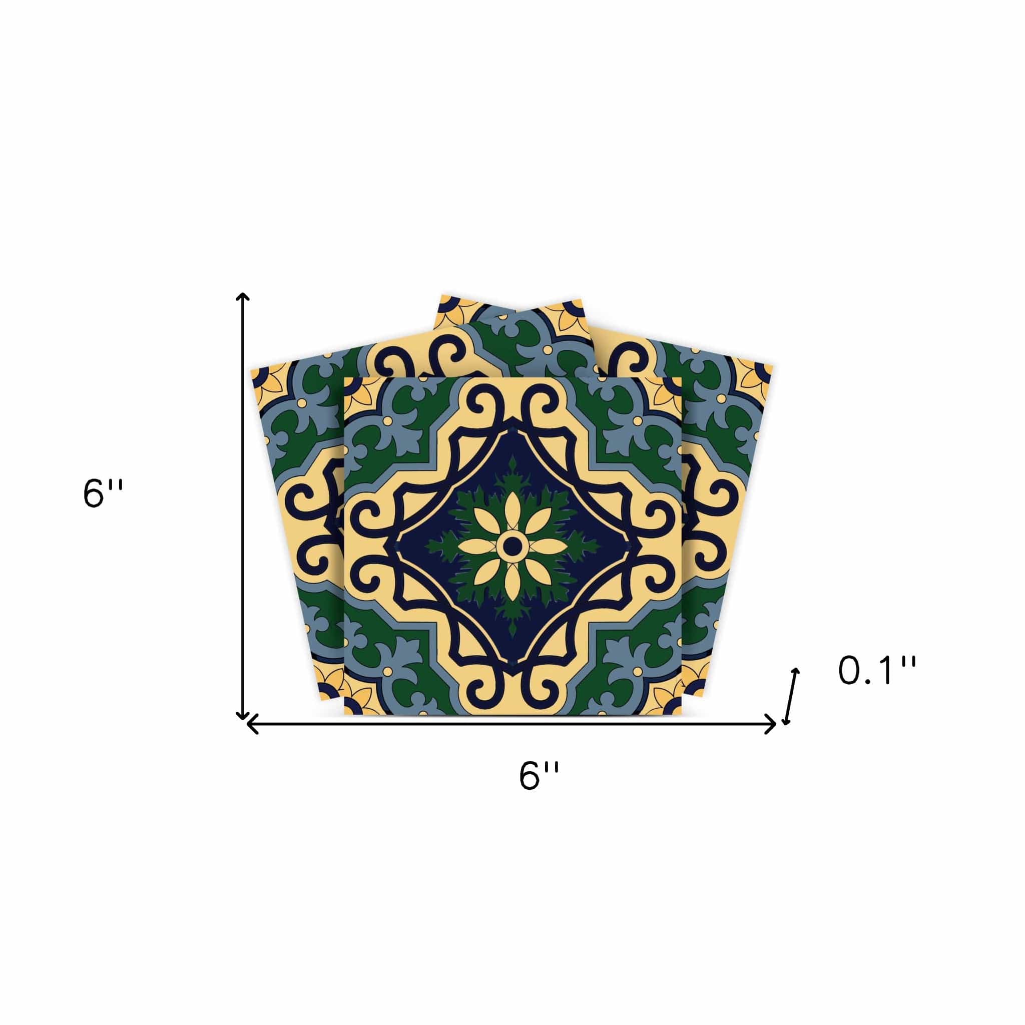 6" X 6" Agean Blue and Green Peel and Stick Tiles - Image 8