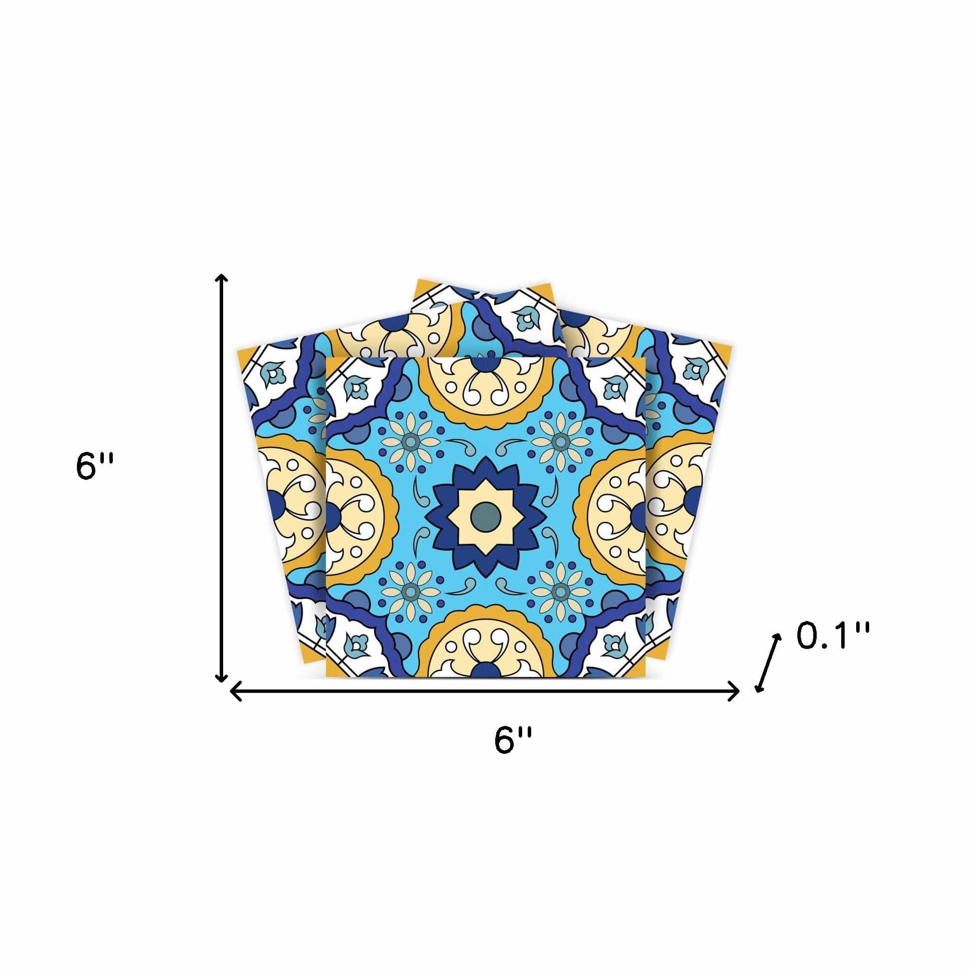 6" X 6" Aqua Floral Peel and Stick Removable  Tiles - Image 9