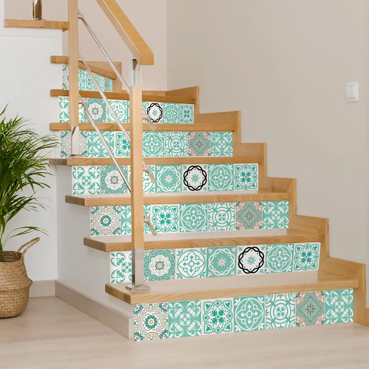 6" X 6" Aquamarine Mosaic Peel And Stick Removable Tiles - Image 4