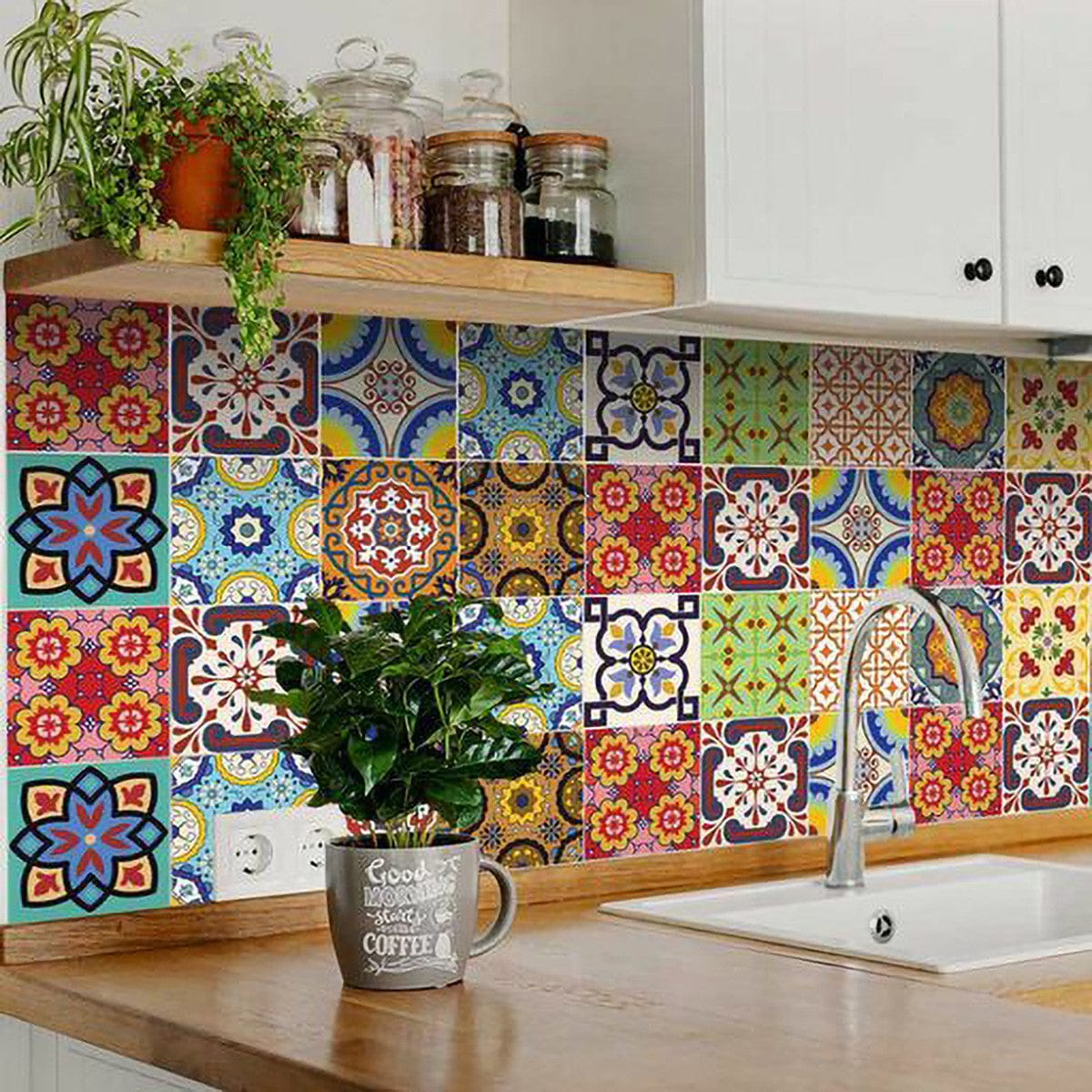 6" X 6" Auguri Geo Peel and Stick Removable  Tiles - Image 5
