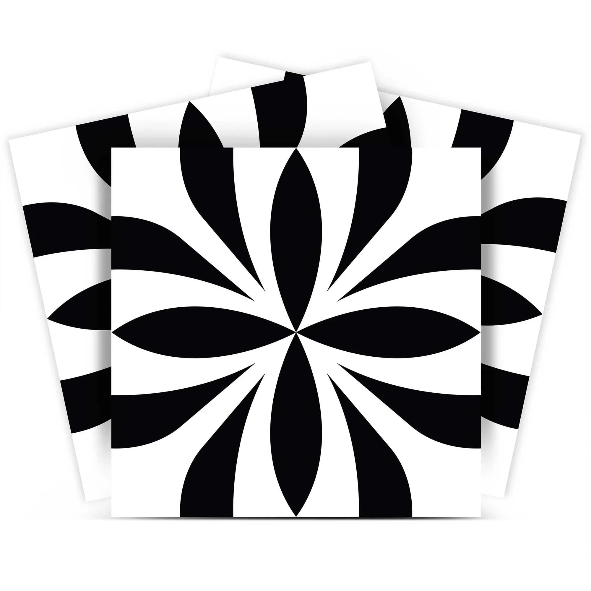 6" X 6" Black and White Colla Peel and Stick Removable Tiles
