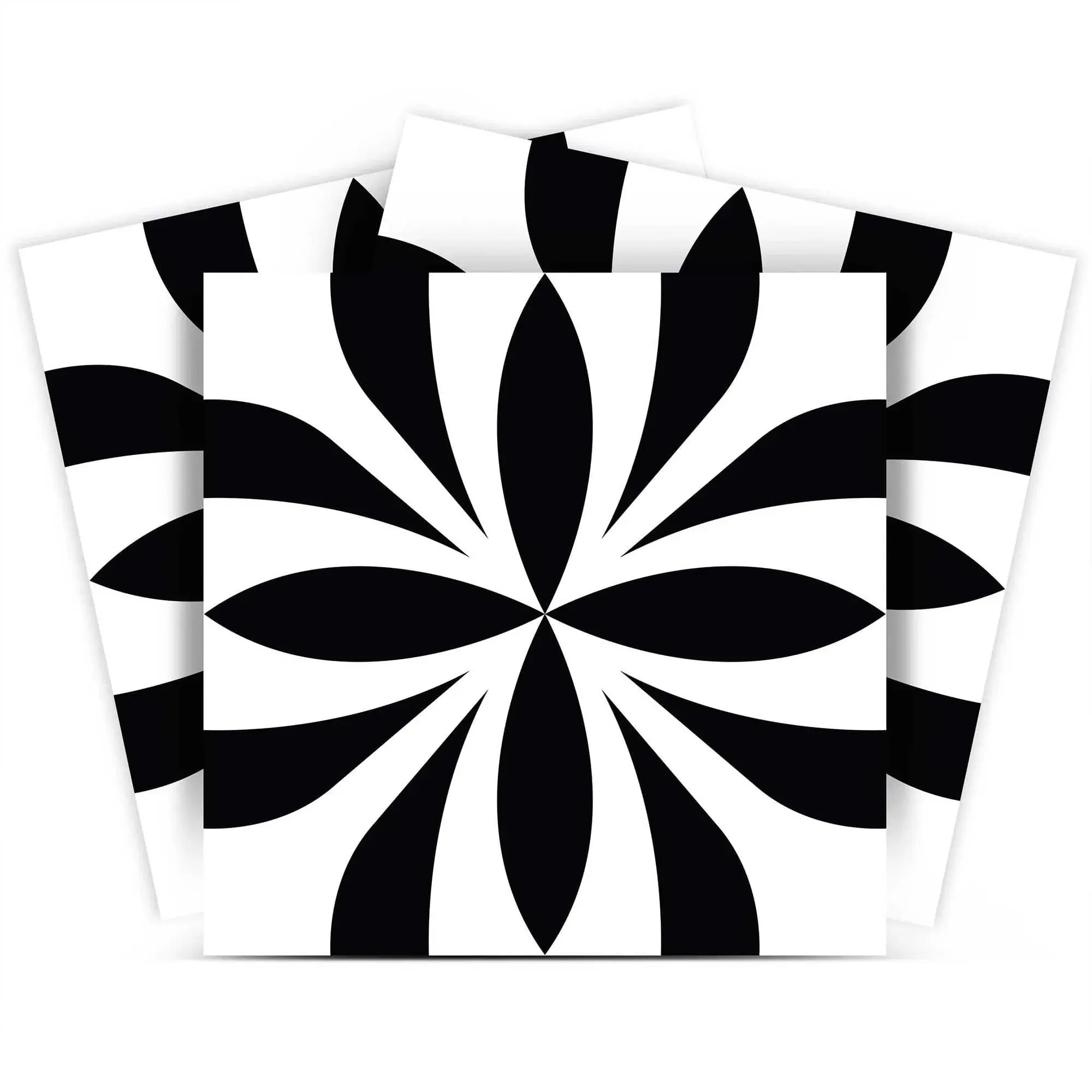 6" X 6" Black and White Colla Peel and Stick Removable Tiles - Image 4