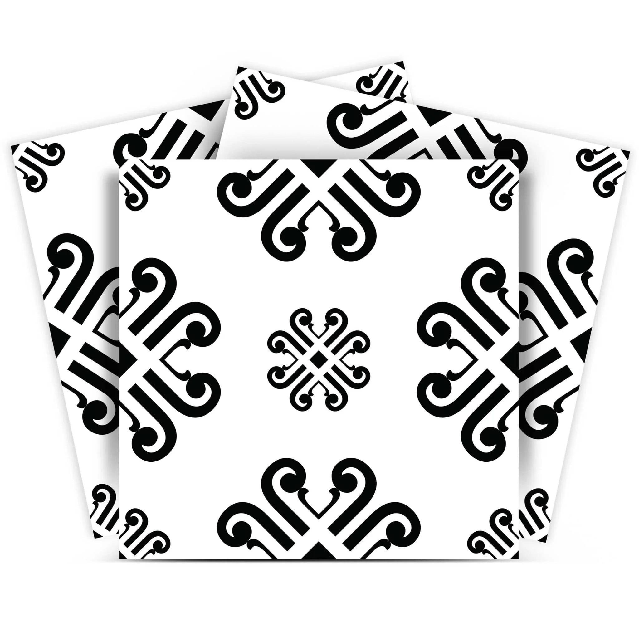 6" X 6" Black and White Daisy Peel and Stick Removable Tiles - Image 2