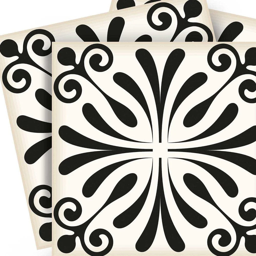 6" X 6" Black and White Flo Peel and Stick Removable Tiles - Image 3