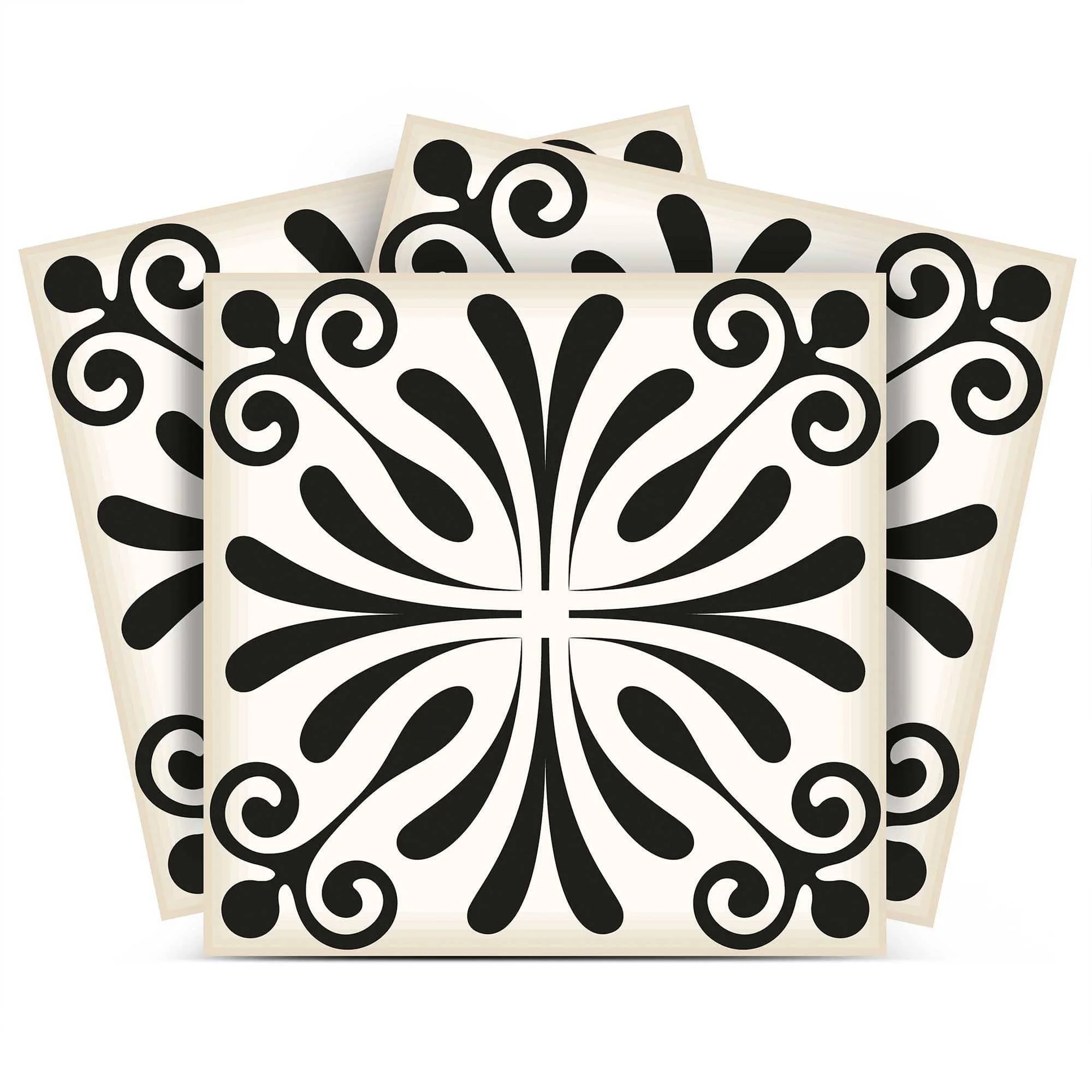 6" X 6" Black and White Flo Peel and Stick Removable Tiles - Image 4