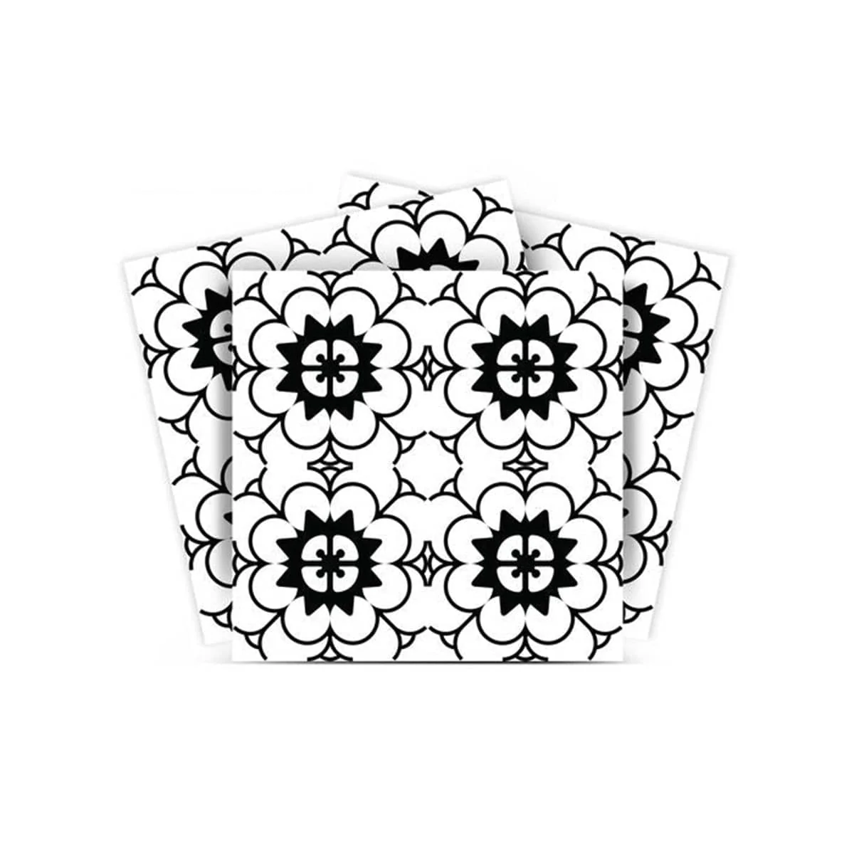 6" X 6" Black and White Gerber Peel and Stick Removable Tiles