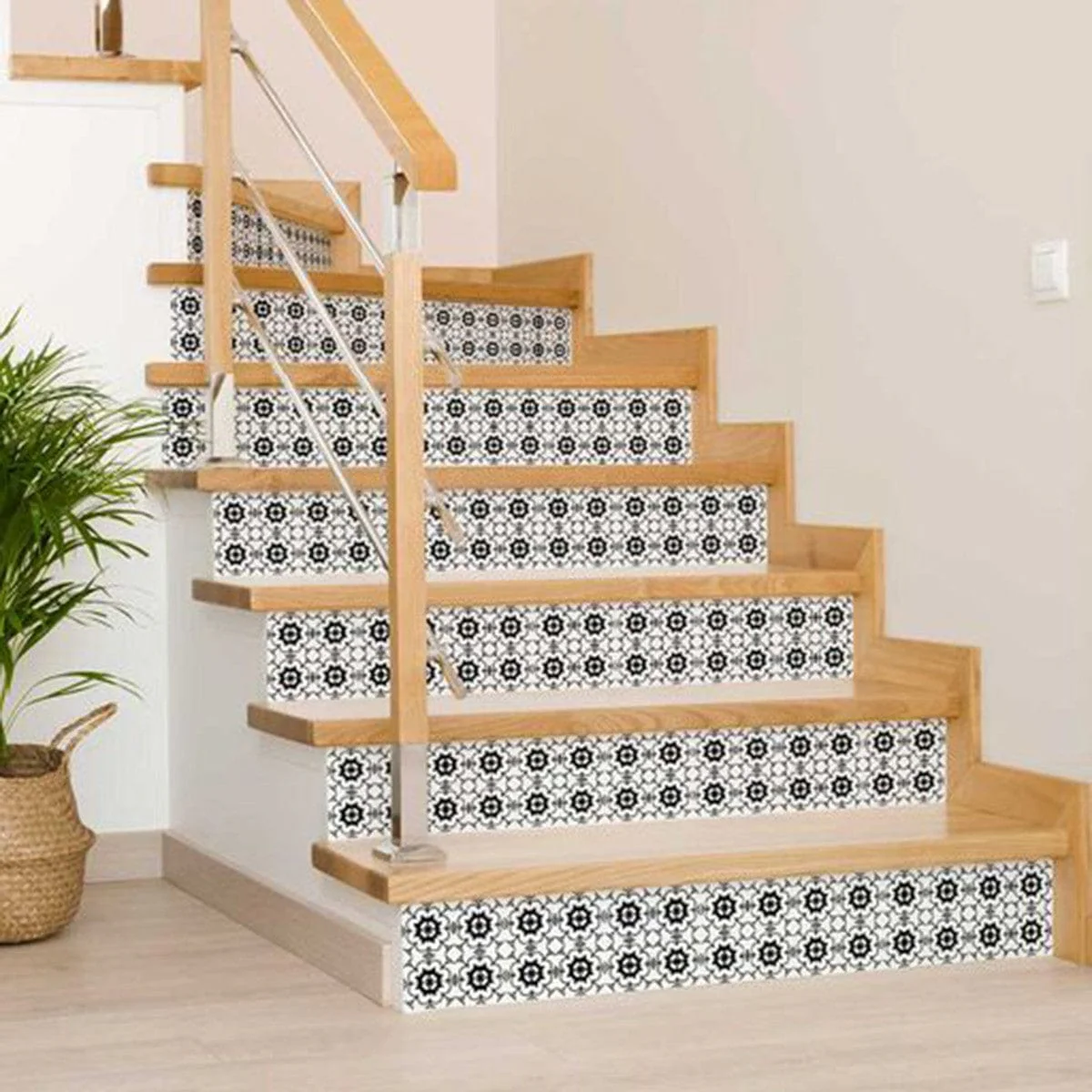 6" X 6" Black and White Gerber Peel and Stick Removable Tiles - Image 4