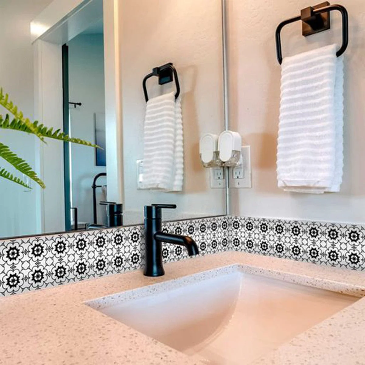 6" X 6" Black and White Gerber Peel and Stick Removable Tiles - Image 6