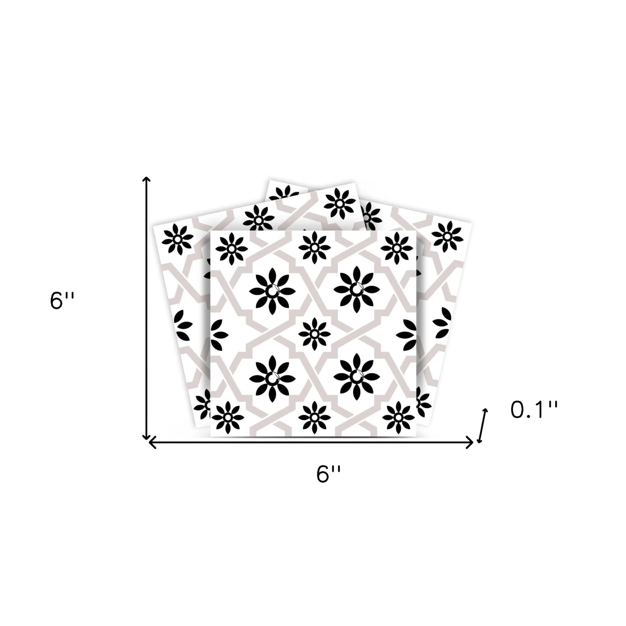 6" X 6" Black and White Lil  Daisy Peel and Stick Removable Tiles - Image 8