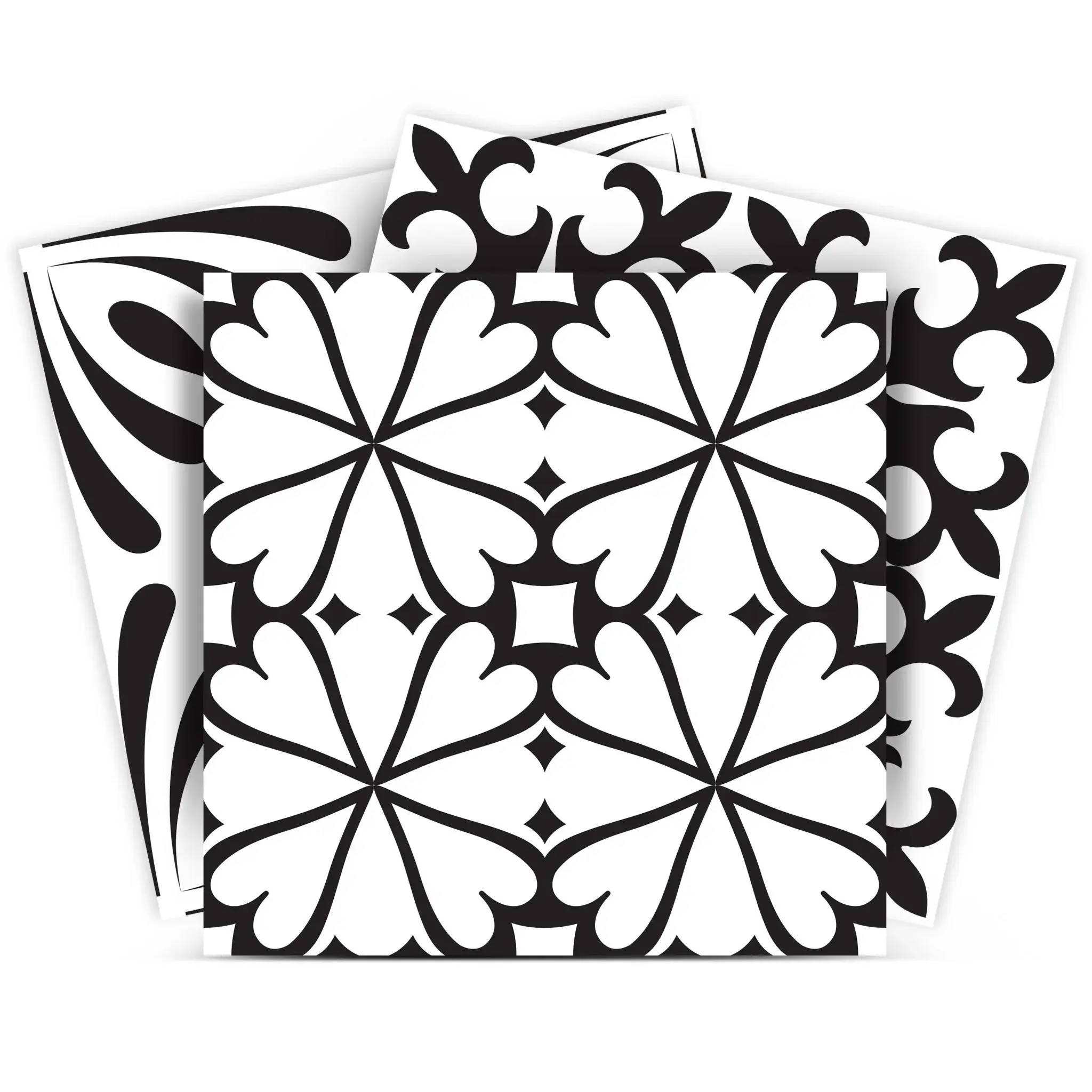 6" X 6" Black And White Mash Peel And Stick Removable Tiles - Image 2