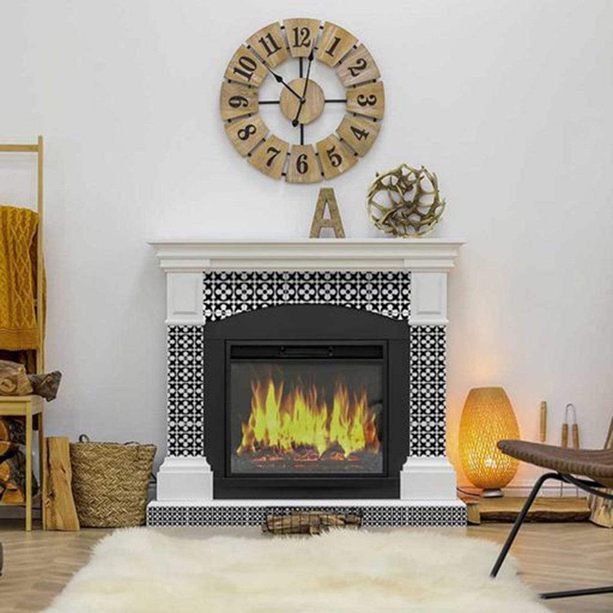 6" X 6" Black and White Medeci Peel and Stick Removable Tiles - Image 7