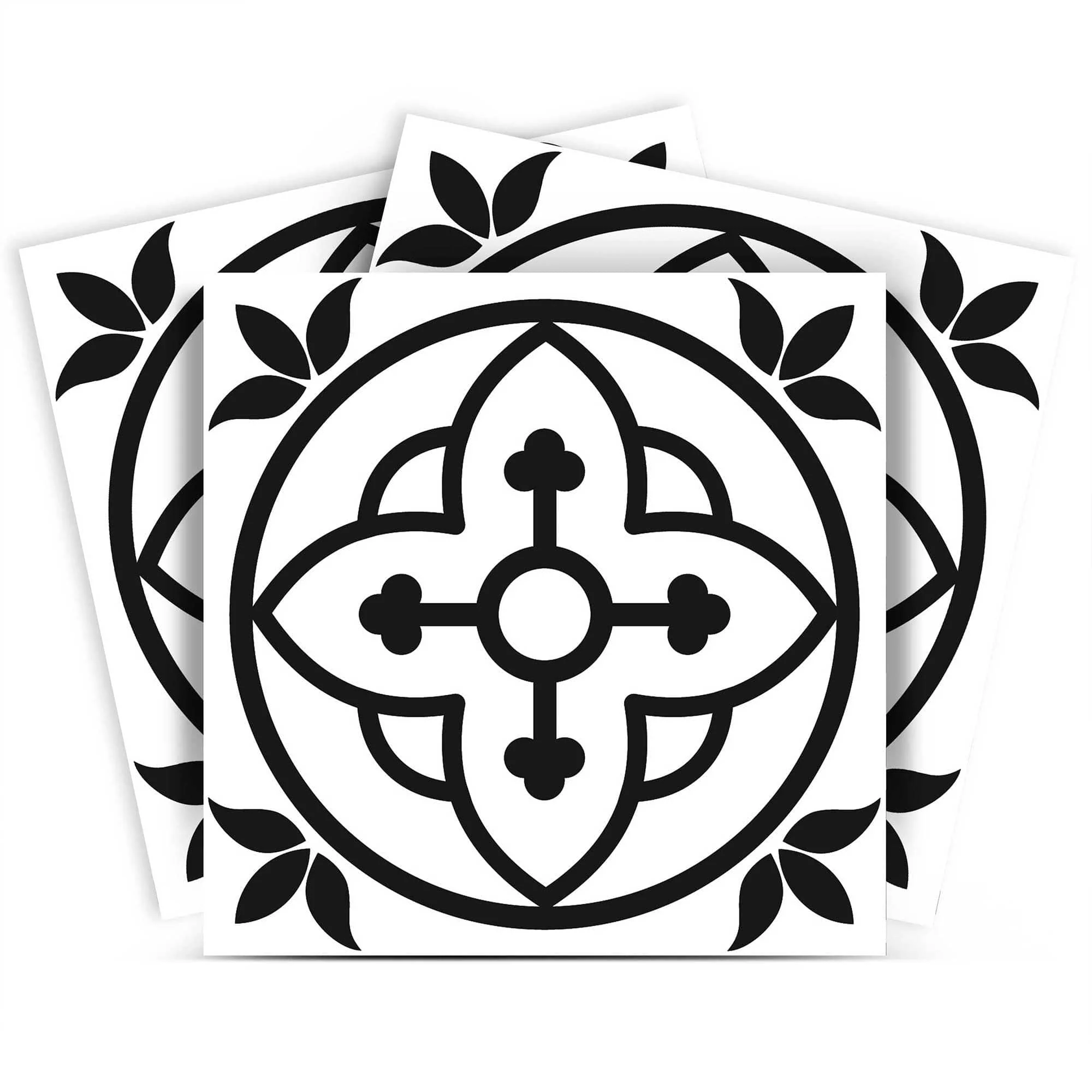 6" X 6" Black and White Peel and Stick Removable Tiles - Image 3
