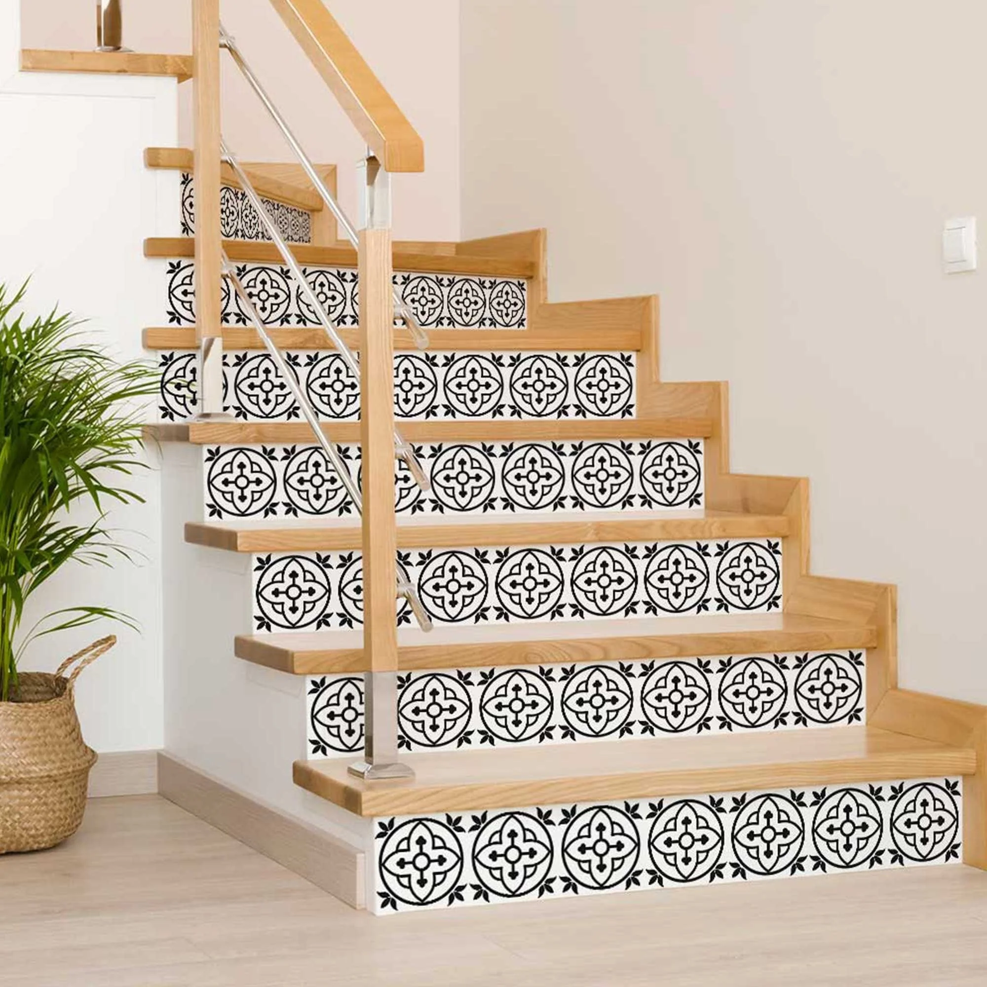 6" X 6" Black and White Peel and Stick Removable Tiles - Image 5