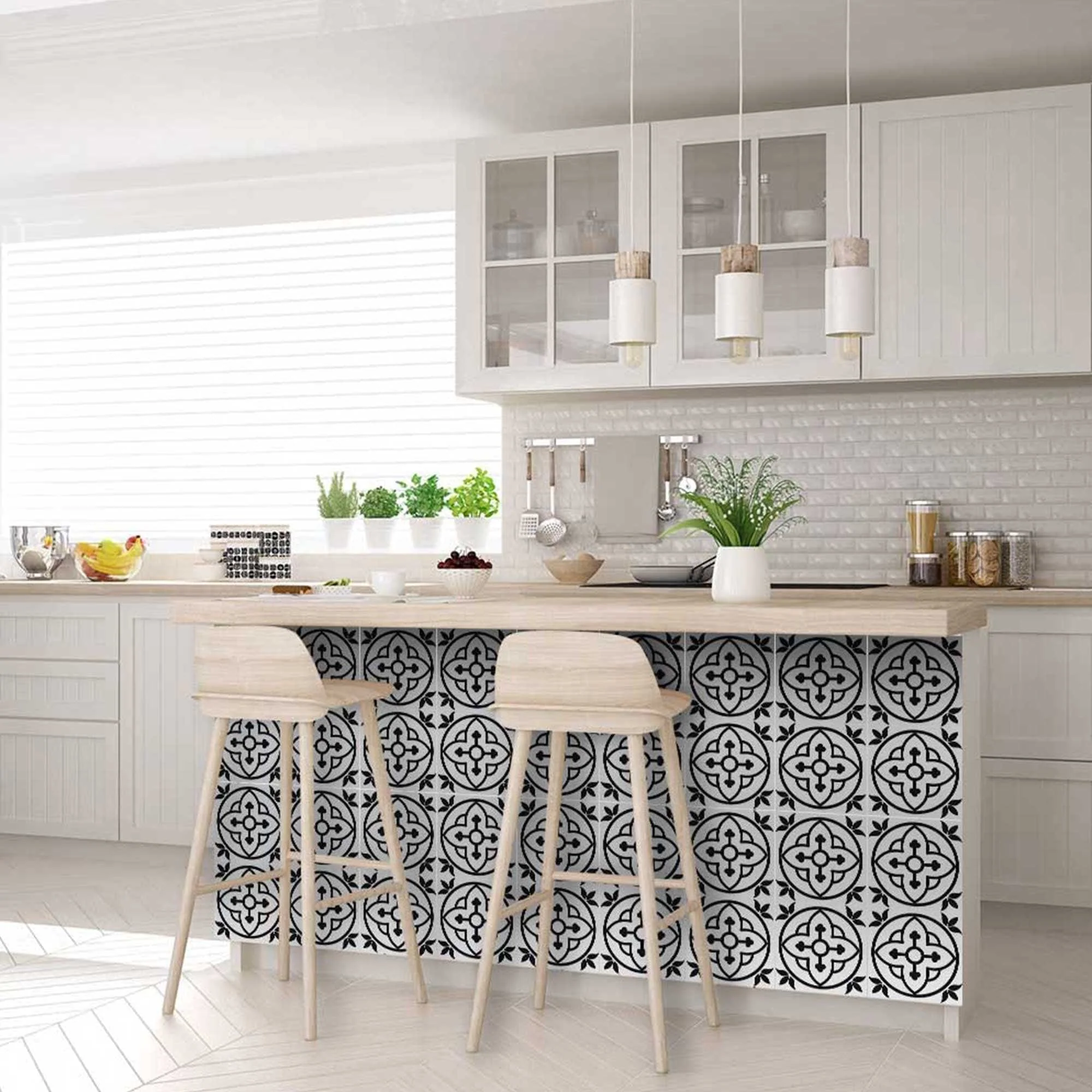 6" X 6" Black and White Peel and Stick Removable Tiles - Image 8