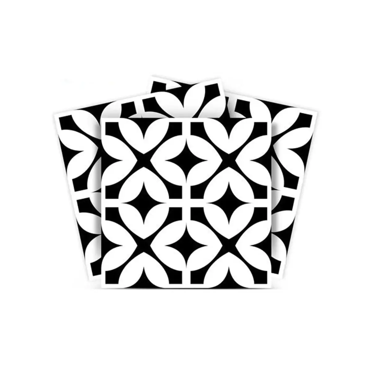 6" X 6" Black and White Pinna Peel and Stick Removable Tiles