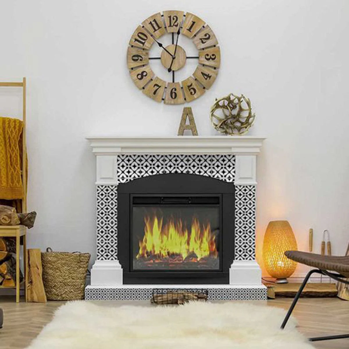 6" X 6" Black and White Pinna Peel and Stick Removable Tiles - Image 6