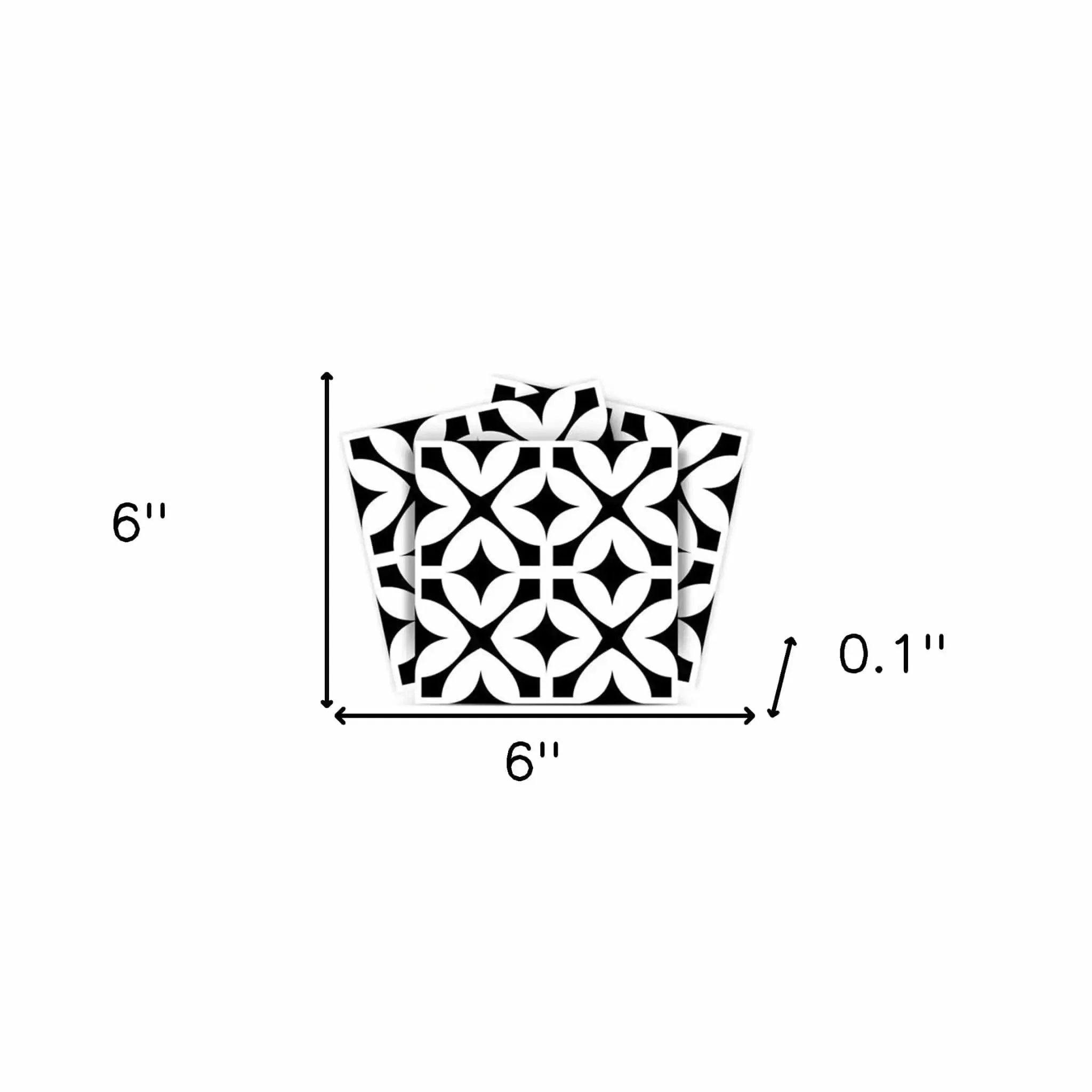 6" X 6" Black and White Pinna Peel and Stick Removable Tiles - Image 8