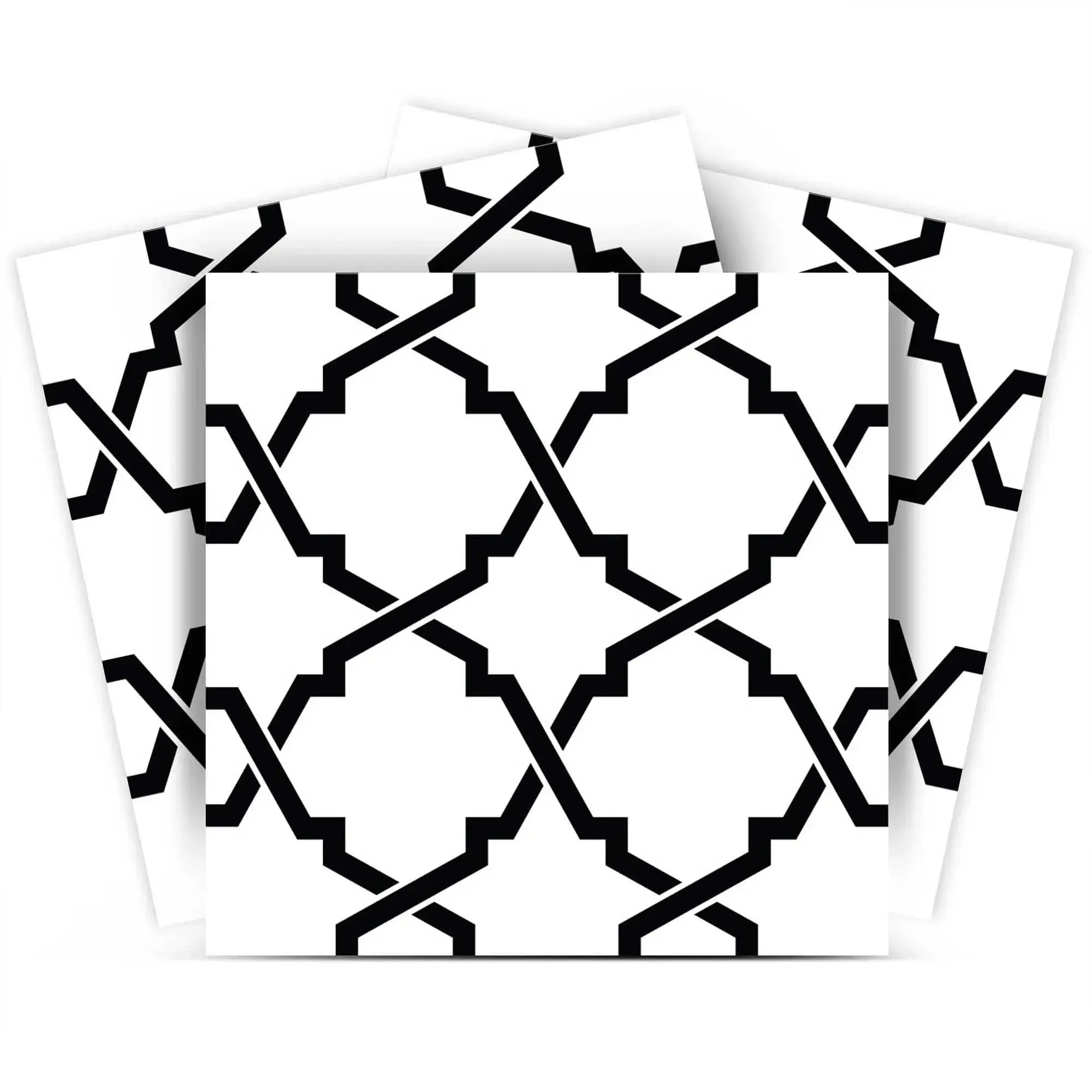 6" X 6" Black and White Quatrefoil Peel and Stick Tiles