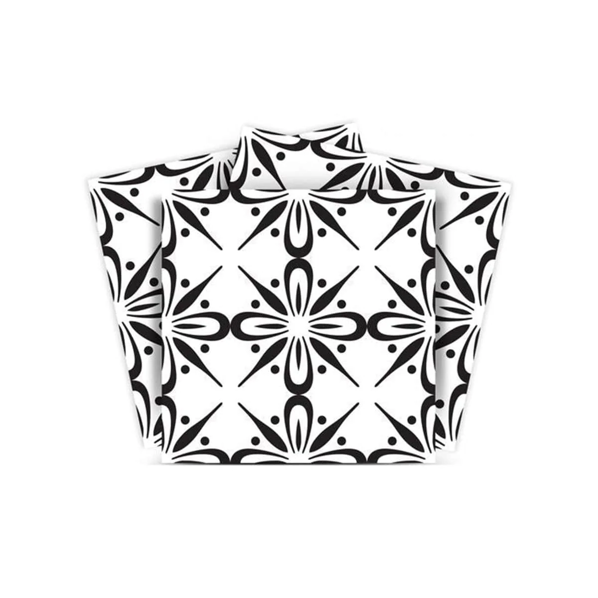 6" X 6" Black and White Quattra Peel and Stick Removable Tiles - Image 3
