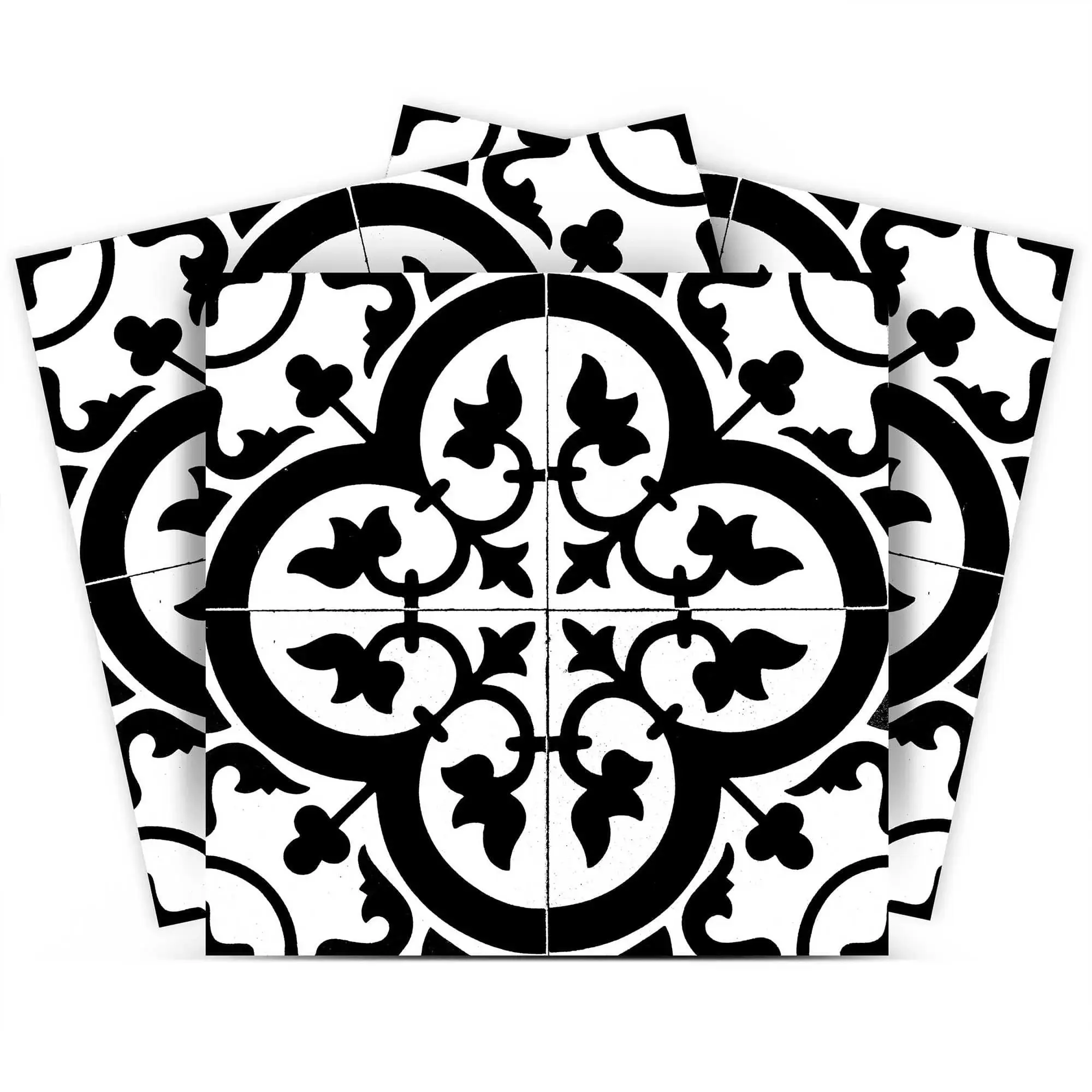 6" X 6" Black and White Roka Peel and Stick Removable Tiles