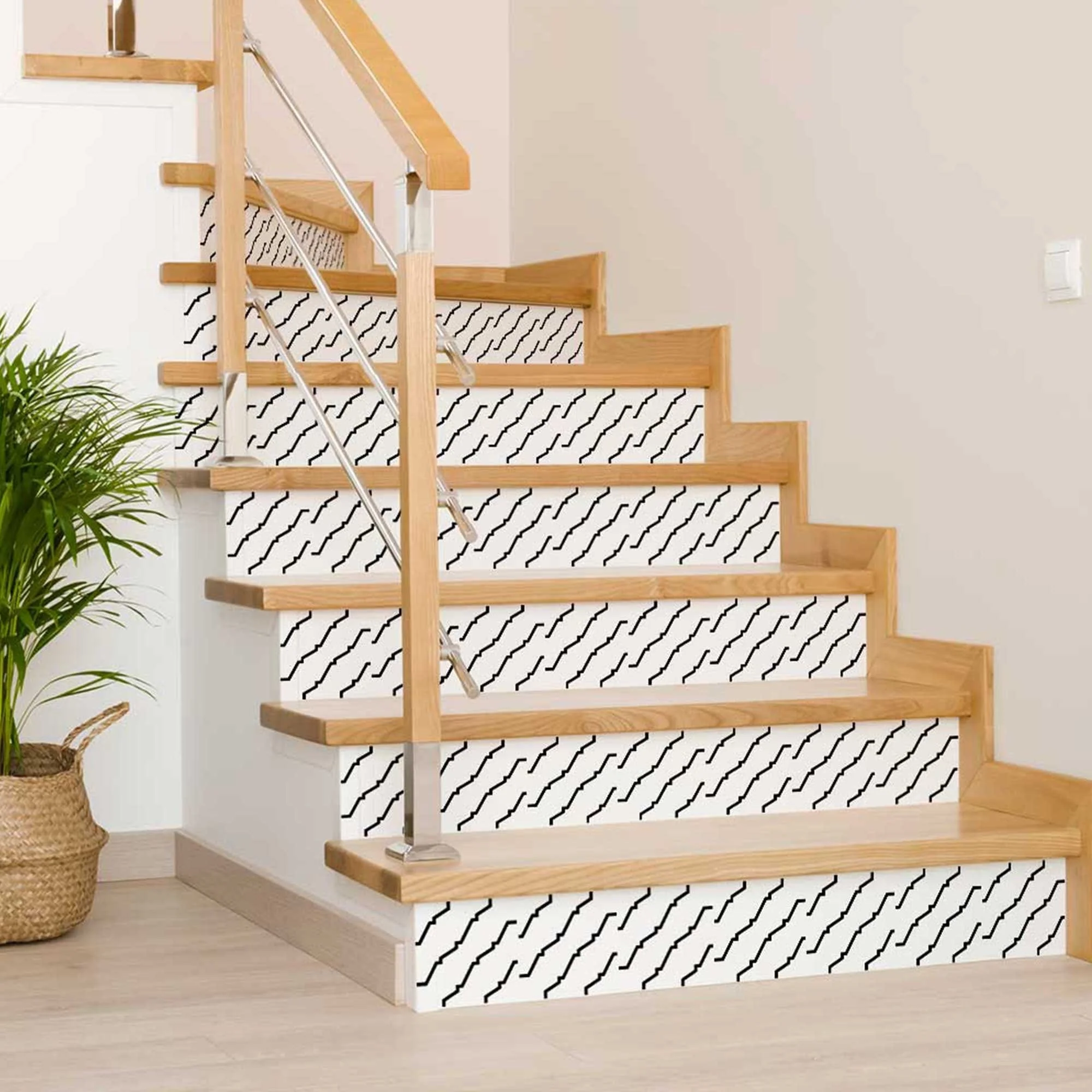 6" X 6" Black and White XL Prism Peel and Stick Removable Tiles - Image 4