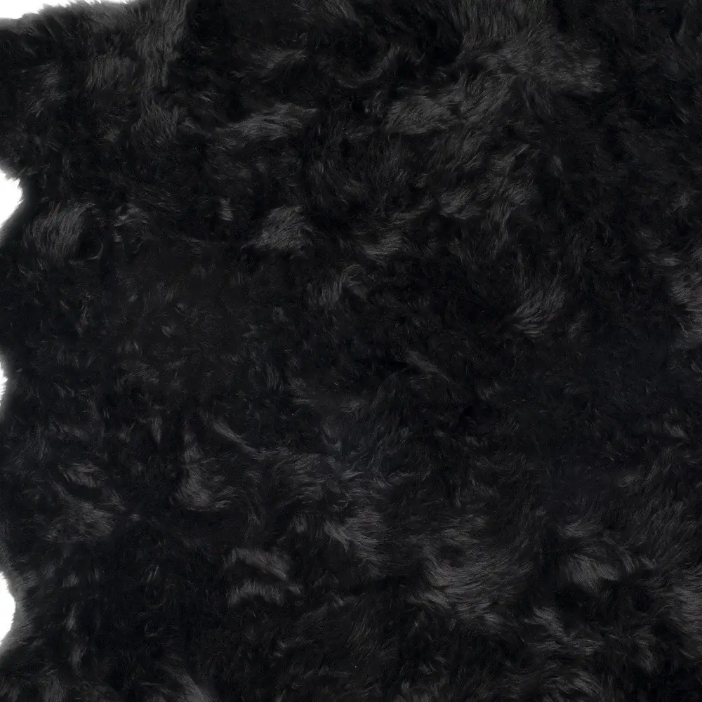6' X 6' Black Faux Fur Washable Non Skid Area Rug - Image 4
