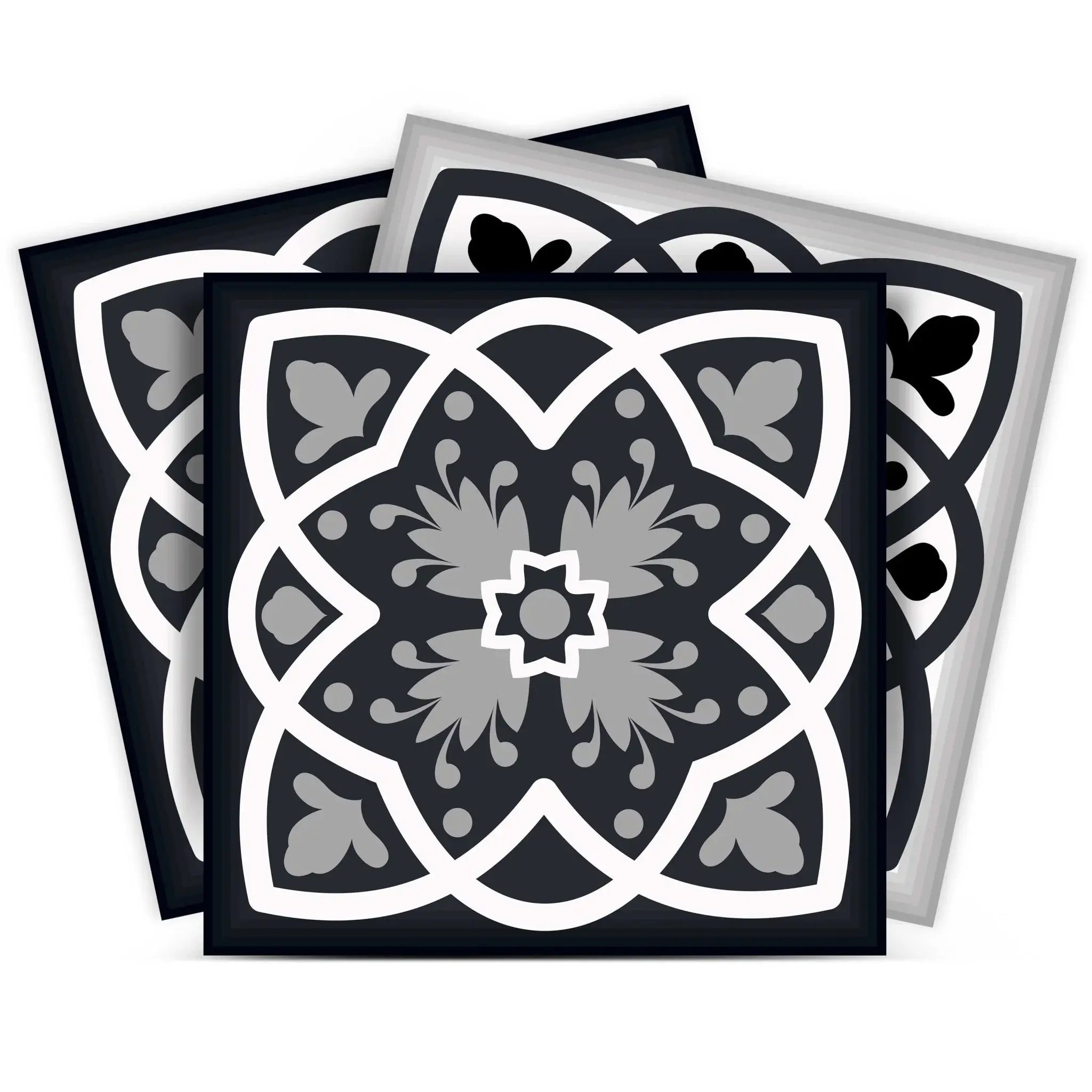6" X 6" Black White And Gray Baz  Peel And Stick Removable Tiles - Image 3