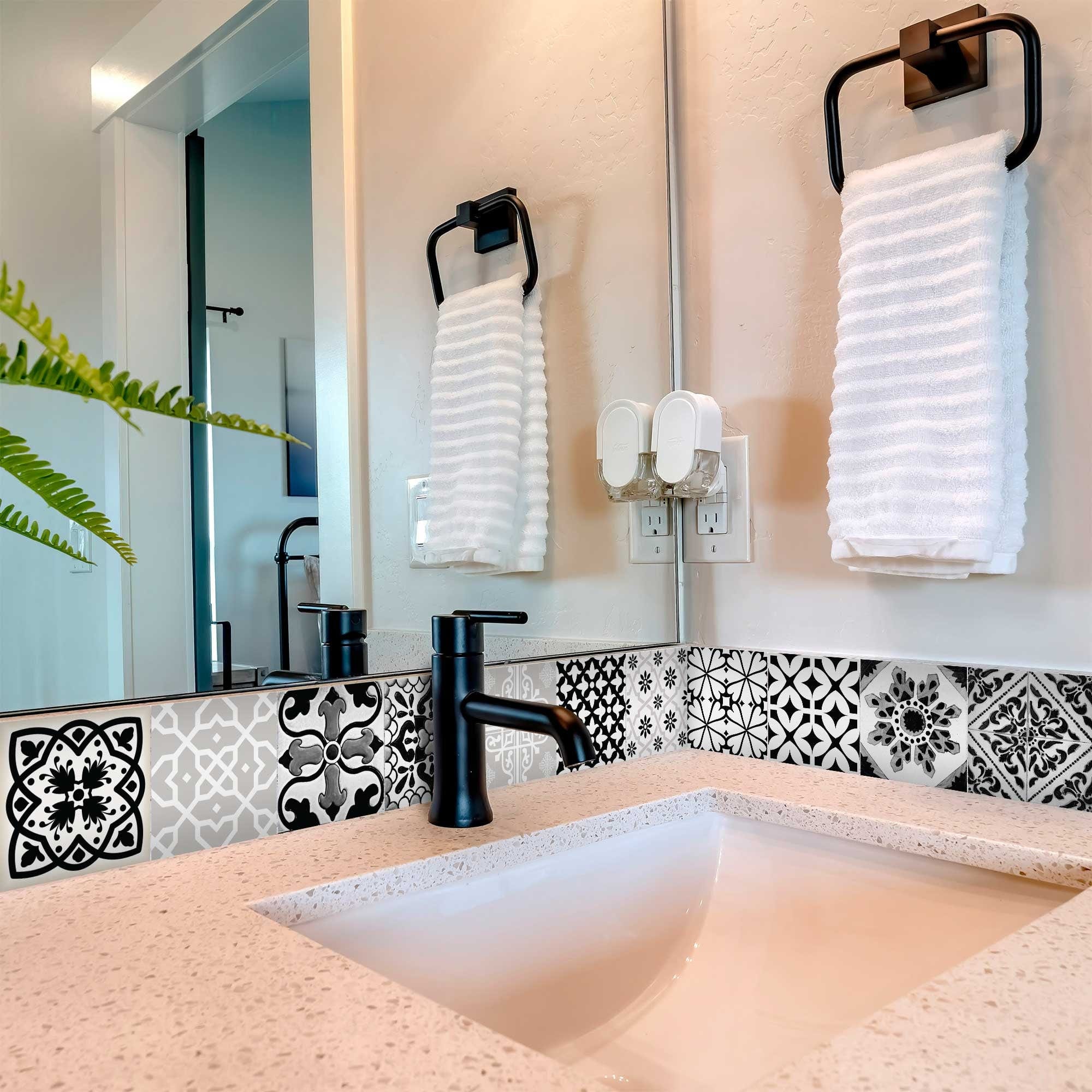 6" X 6" Black White and Gray Bella Peel and Stick Tiles - Image 6
