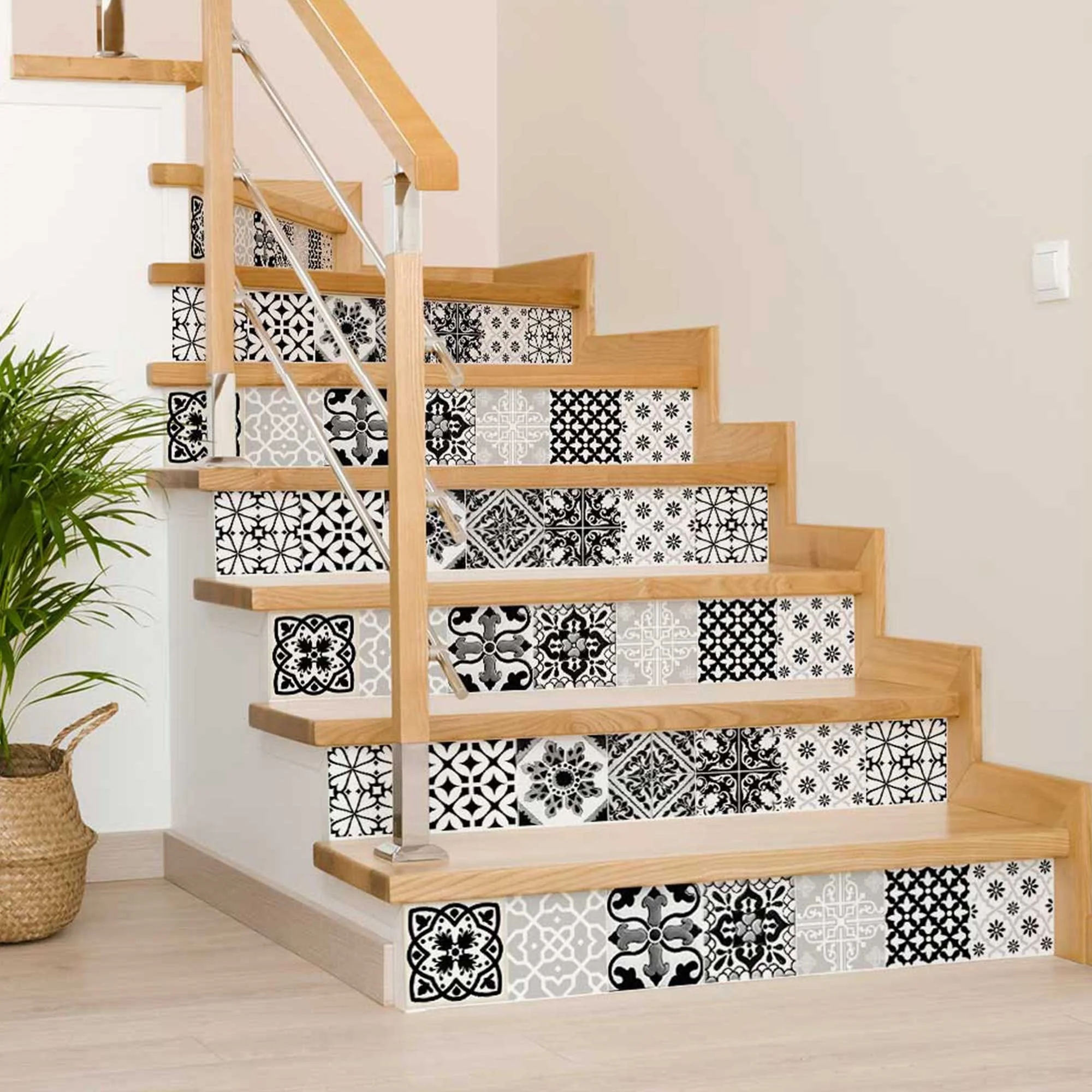 6" X 6" Black White and Gray Bella Peel and Stick Tiles - Image 7