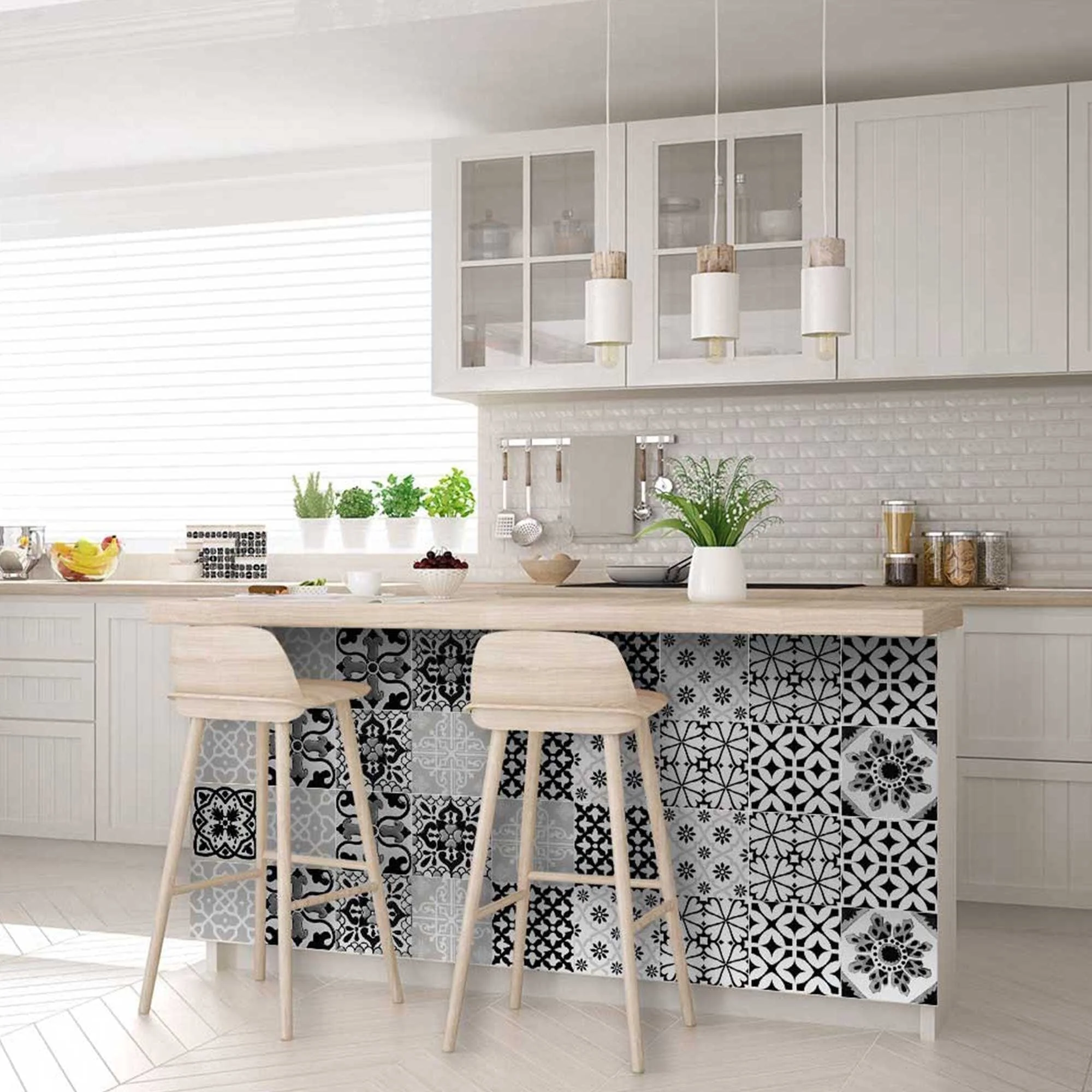 6" X 6" Black White and Gray Bella Peel and Stick Tiles - Image 9