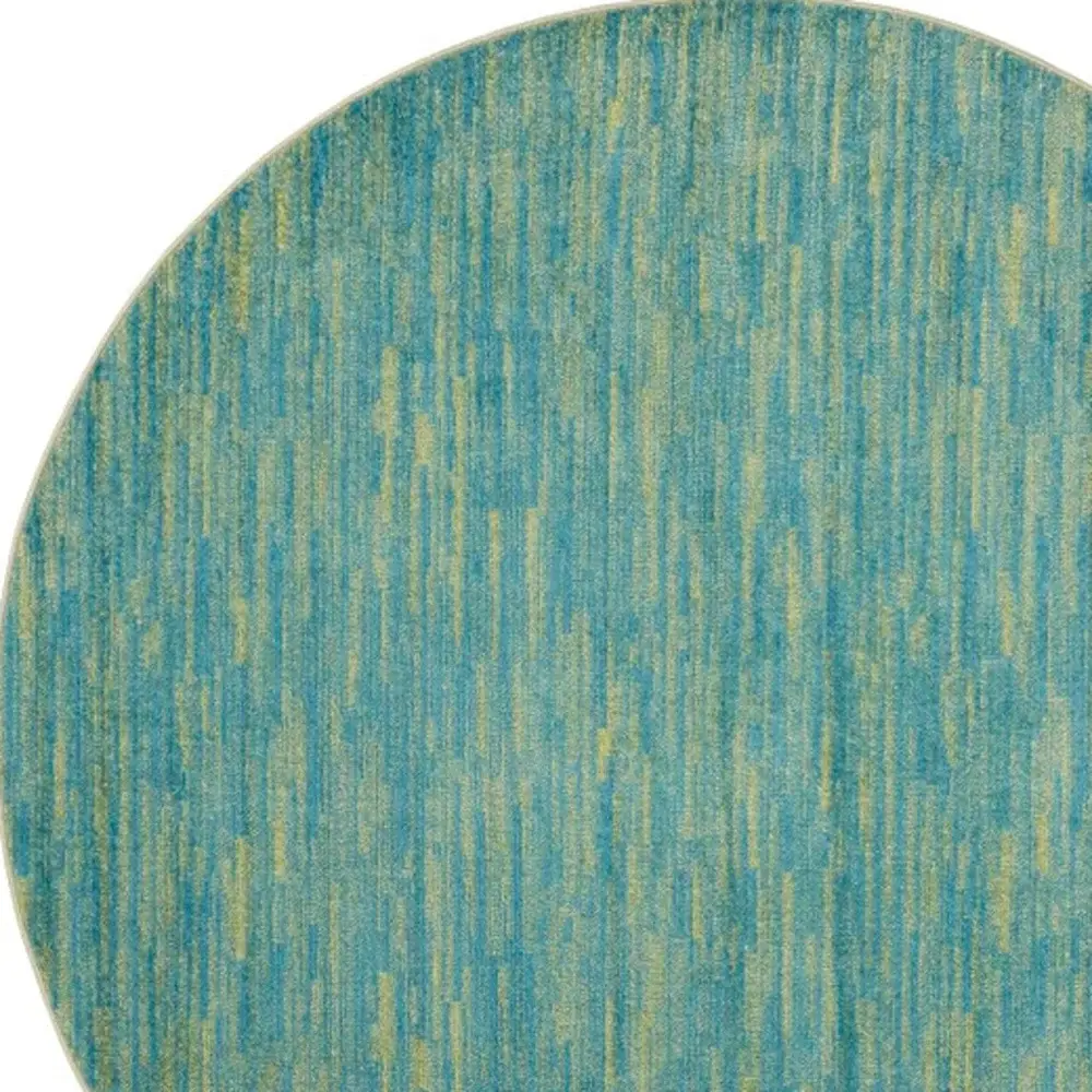 6' X 6' Blue And Green Round Striped Non Skid Indoor Outdoor Area Rug - Image 5