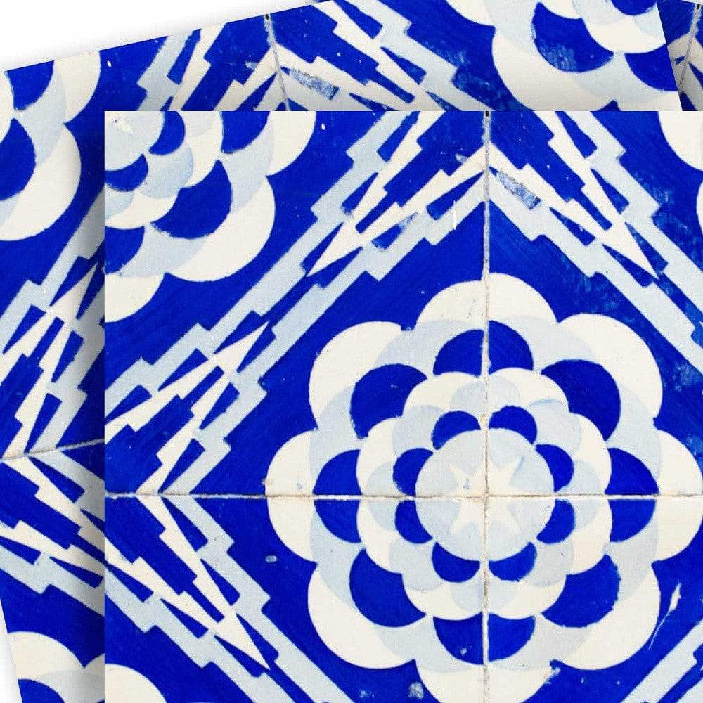 6" X 6" Blue And White Gerbera Peel And Stick Removable Tiles - Image 2