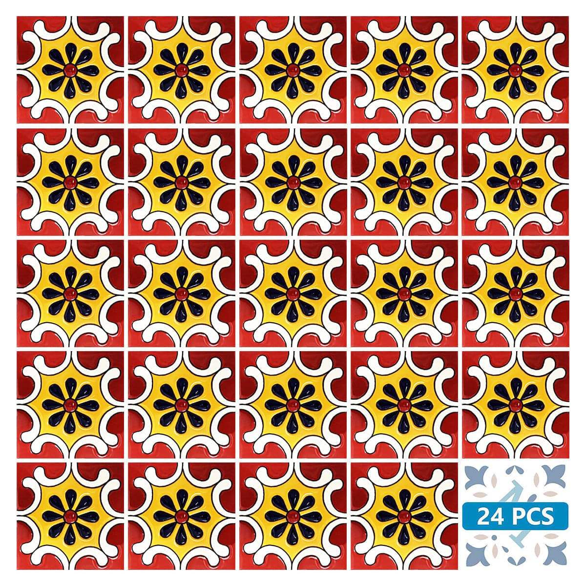 6" X 6" Blue Gray Yellow Pop Peel And Stick Removable Tiles - Image 2