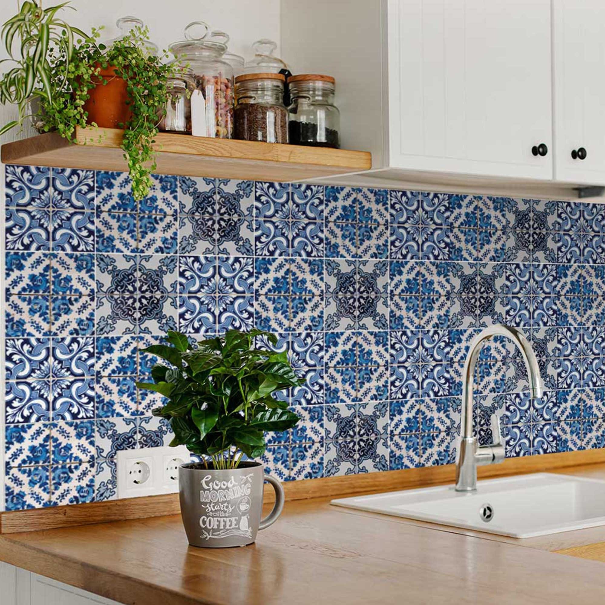 6" X 6" Blue Multi Mosaic Peel and Stick Tiles - Image 5