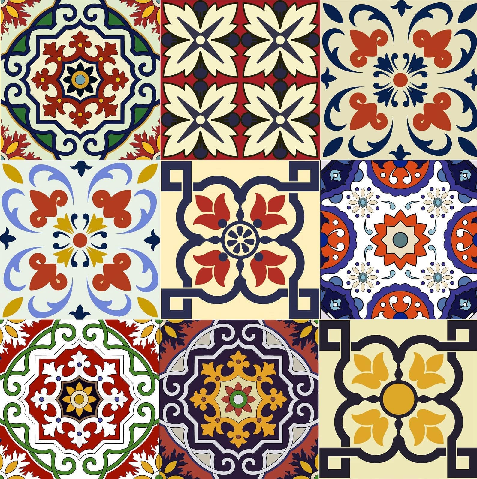 6" X 6" Blue Red Yellow Mosaic Peel And Stick Tiles - Image 2