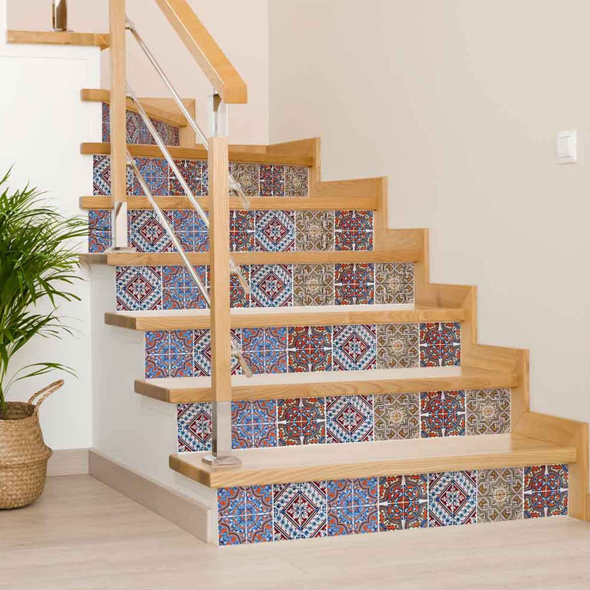 6" X 6" Blue Warm Tones Mosaic Peel and Stick Tiles - Image 7