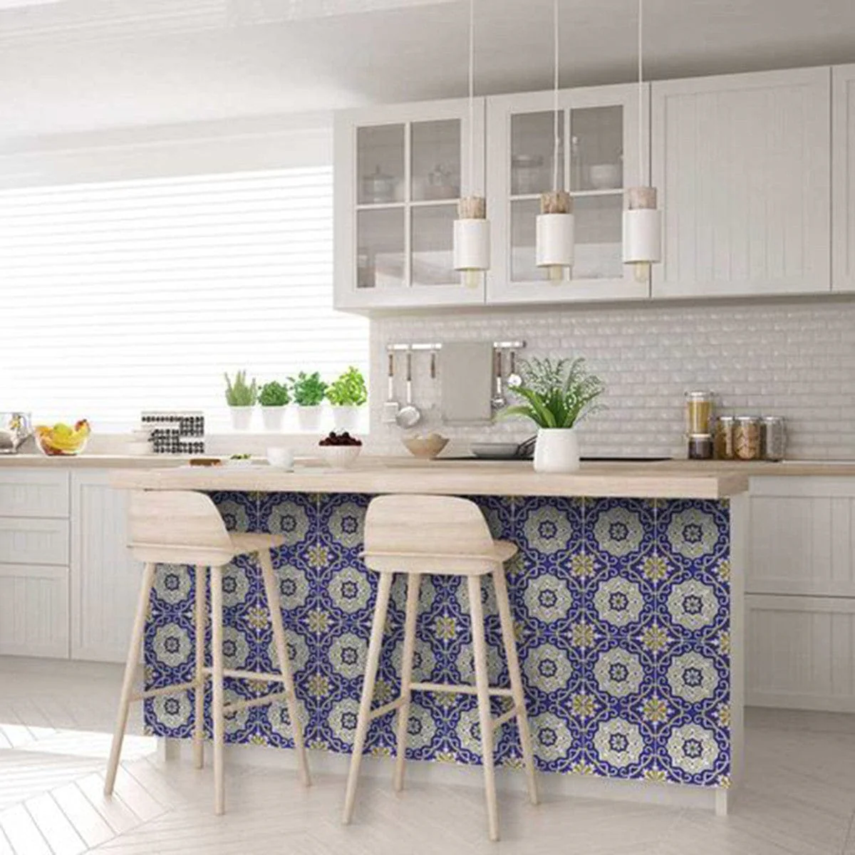 6" X 6" Blue White and Gold Mosaic Removable Tiles - Image 8