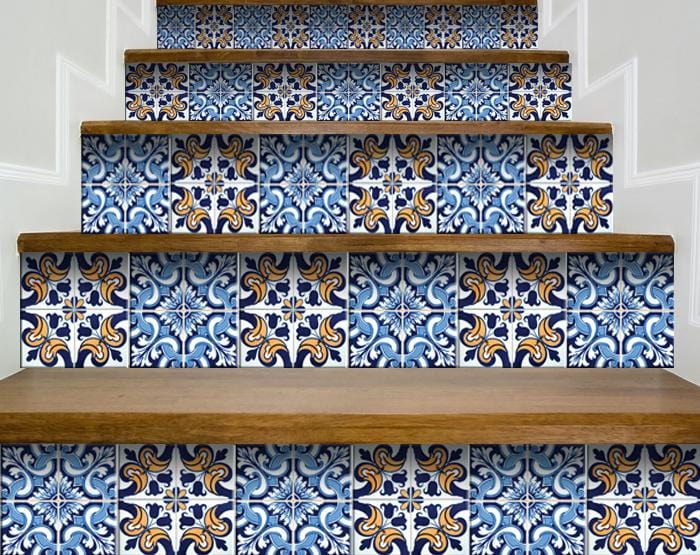 6" X 6" Blue White Golden Peel and Stick Tiles - Image 6