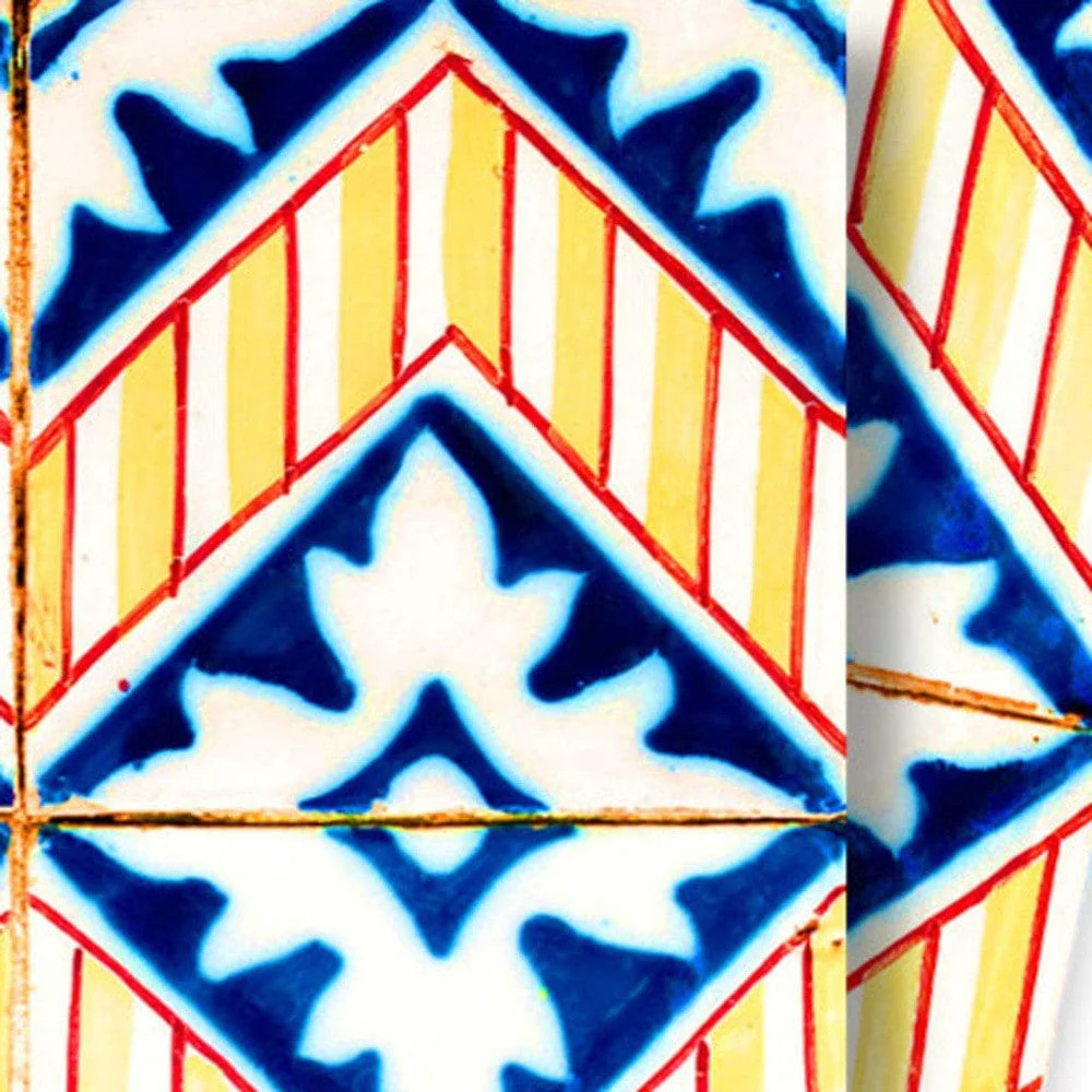 6" X 6" Blue Yellow Zig Peel and Stick Tiles - Image 2