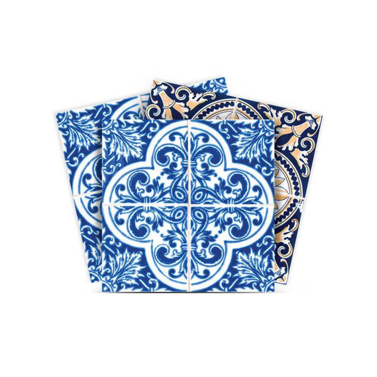 6" X 6" Blues and Crema Peel And Stick Removable Tiles - Image 3