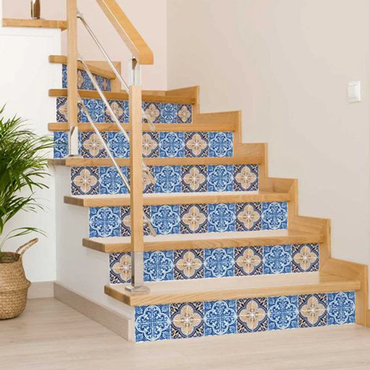 6" X 6" Blues and Crema Peel And Stick Removable Tiles - Image 5