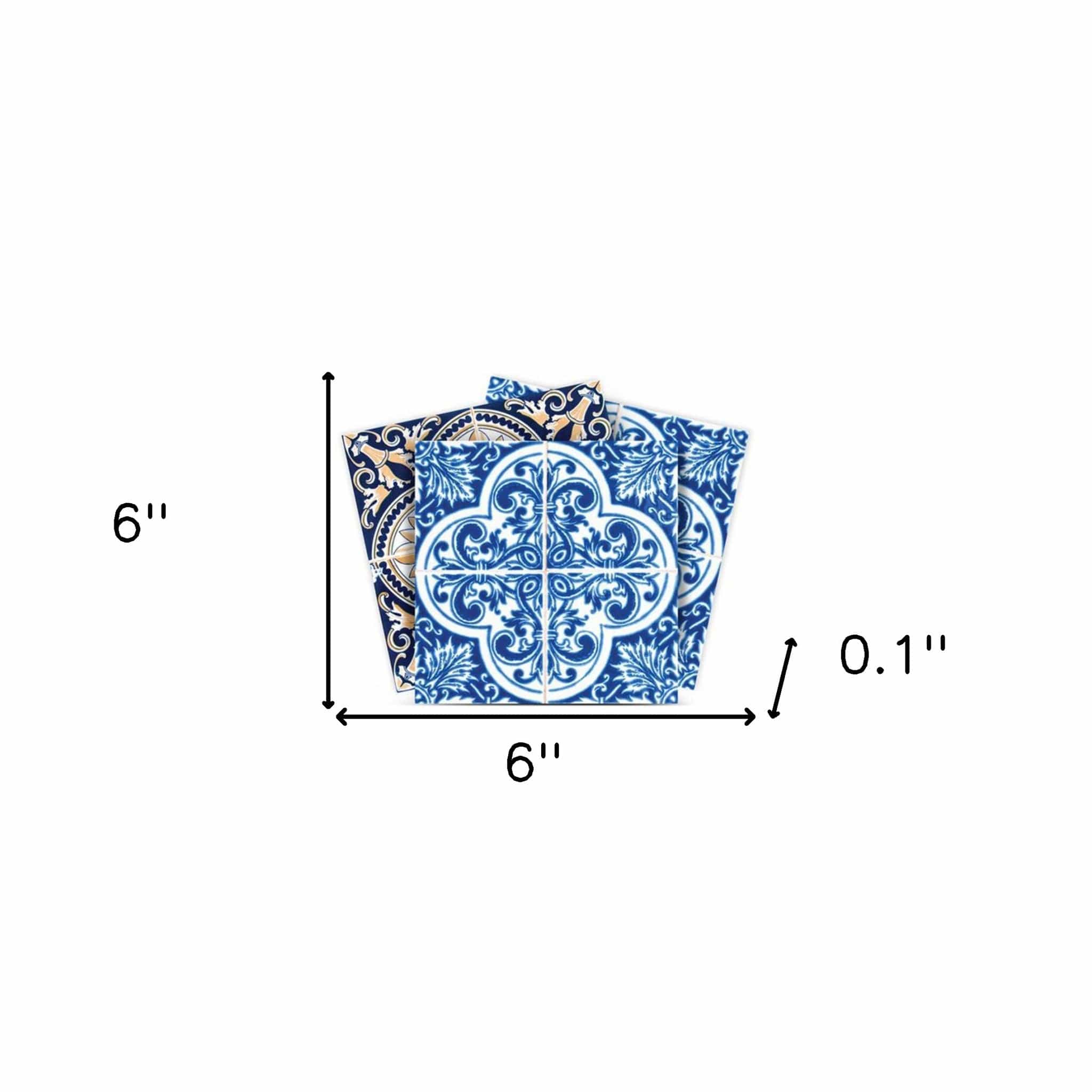6" X 6" Blues and Crema Peel And Stick Removable Tiles - Image 8