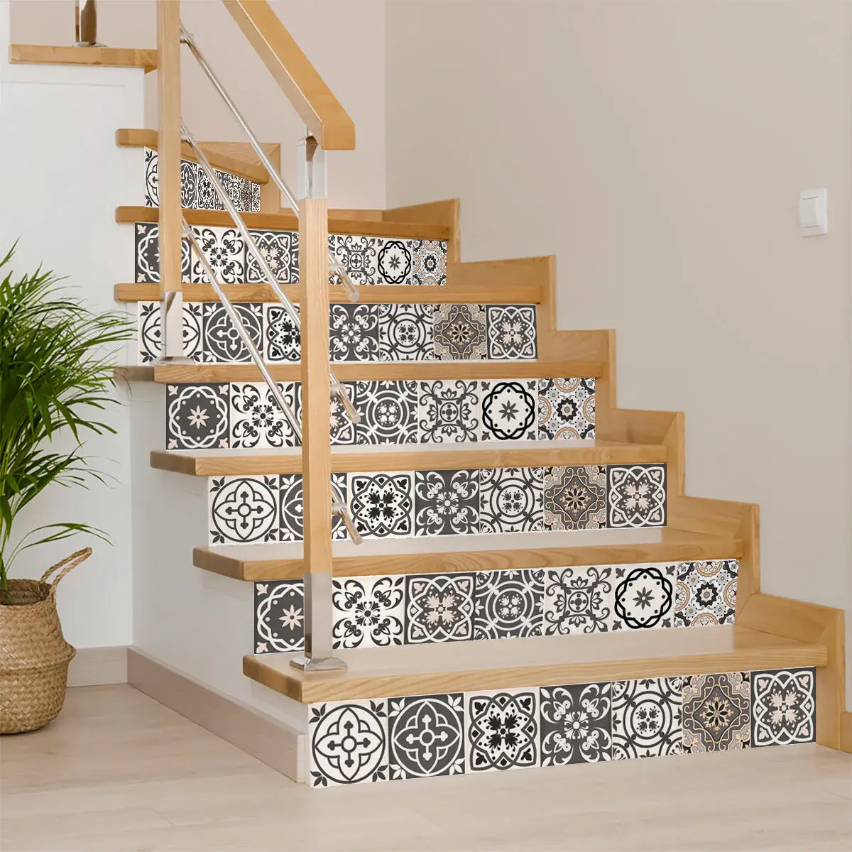 6" X 6" Charcoal And White Mosaic Peel And Stick Removable Tiles - Image 5