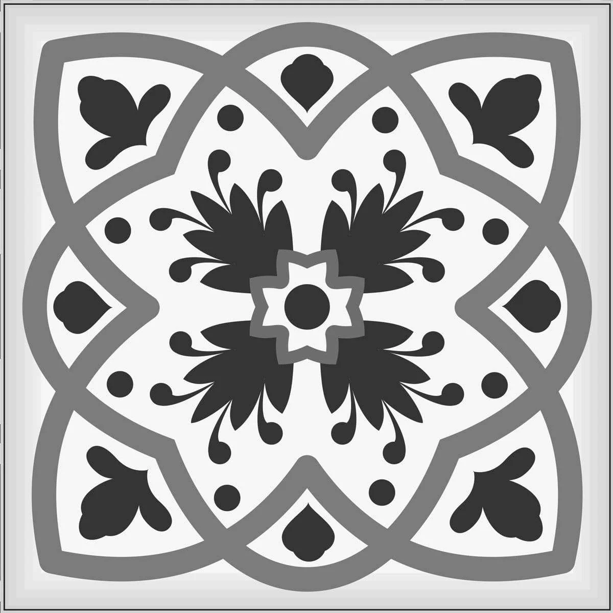 6" X 6" Charcoal And White Scroll Peel And Stick Removable Tiles - Image 2
